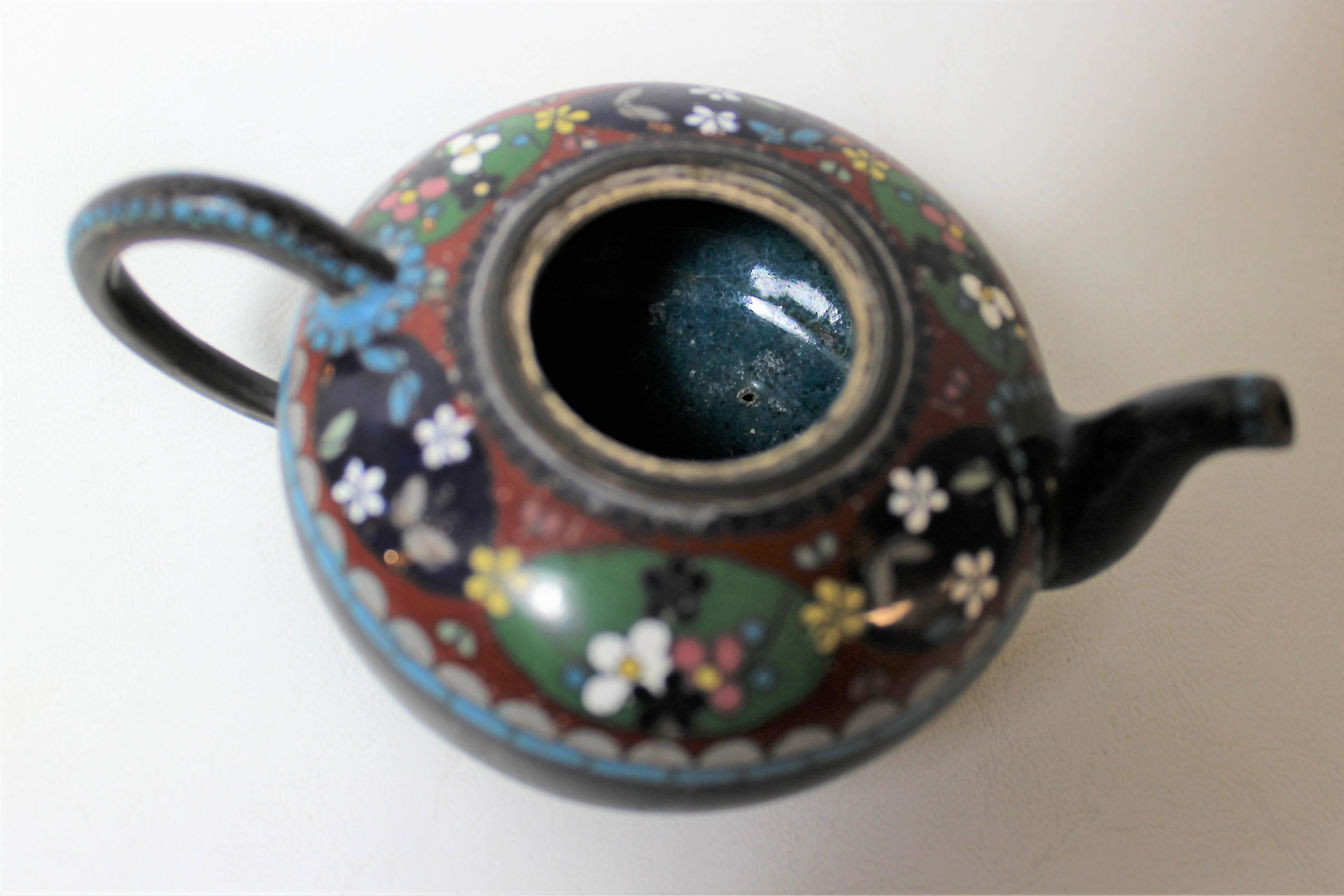 Japanese Meiji Period Miniature Cloisonne Teapot 1