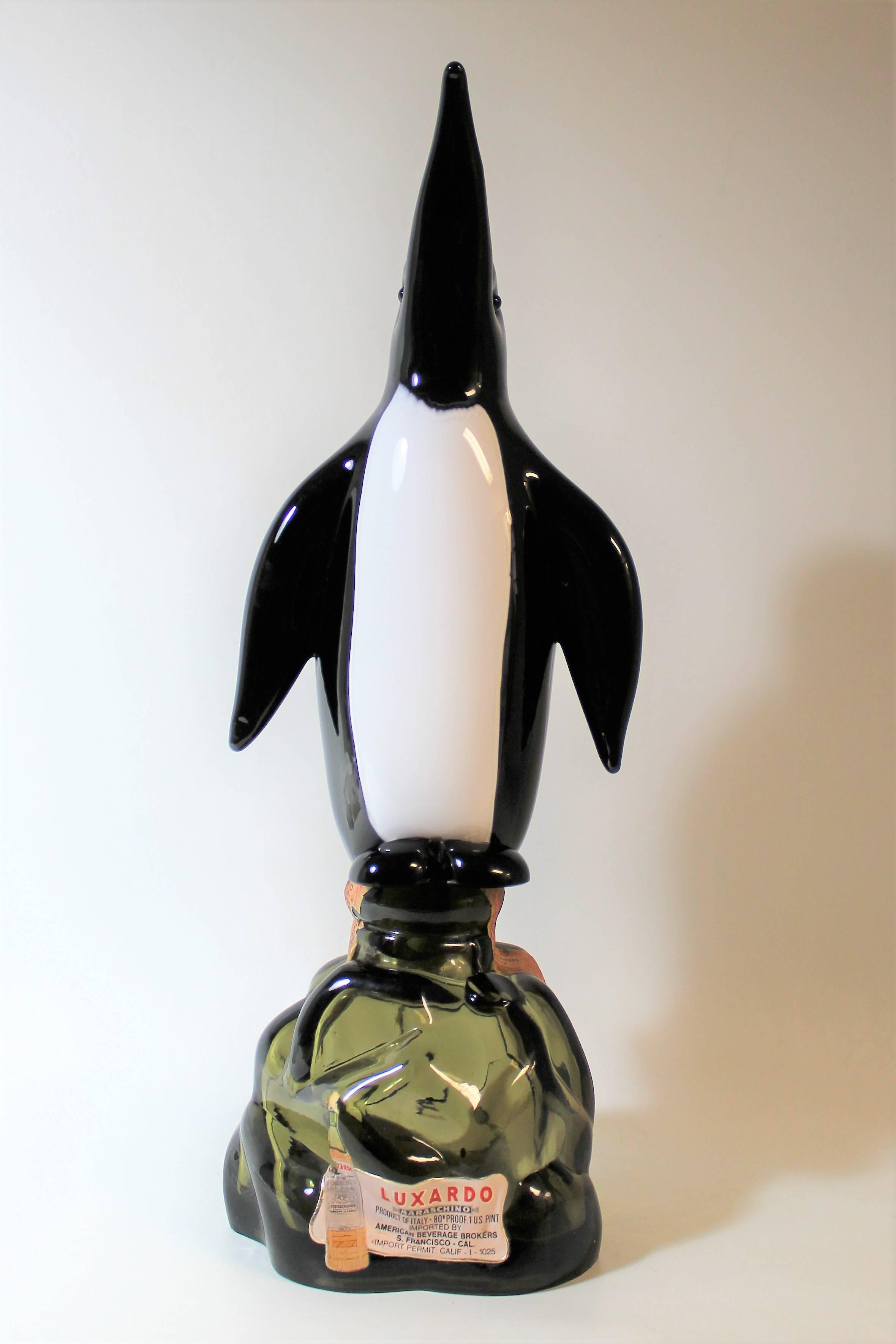 Archimede Seguso for Girolamo Luxardo Alabastro Murano penguin bottle.