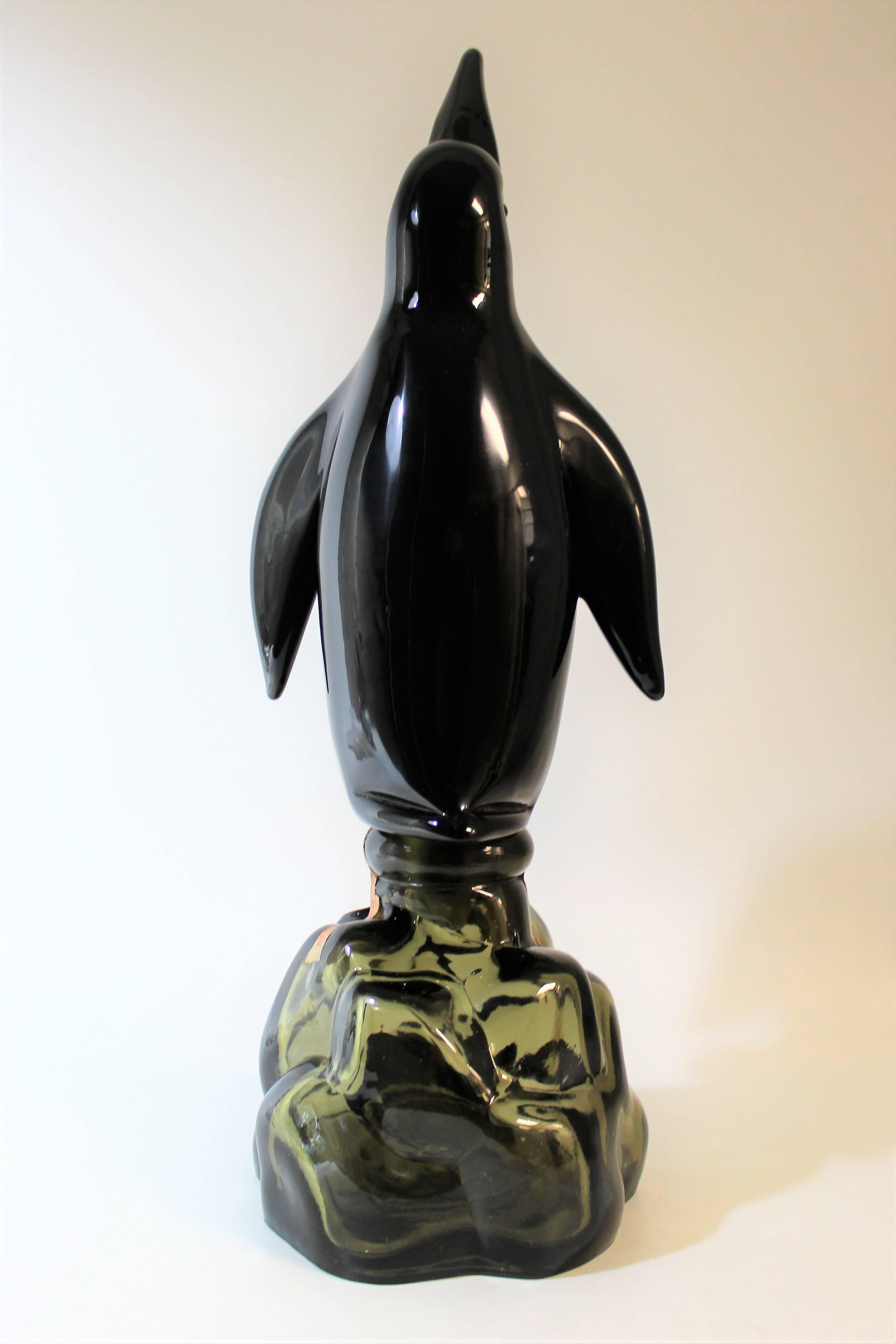Mid-Century Modern Archimede Seguso for Girolamo Luxardo Alabastro Murano Penguin Bottle For Sale