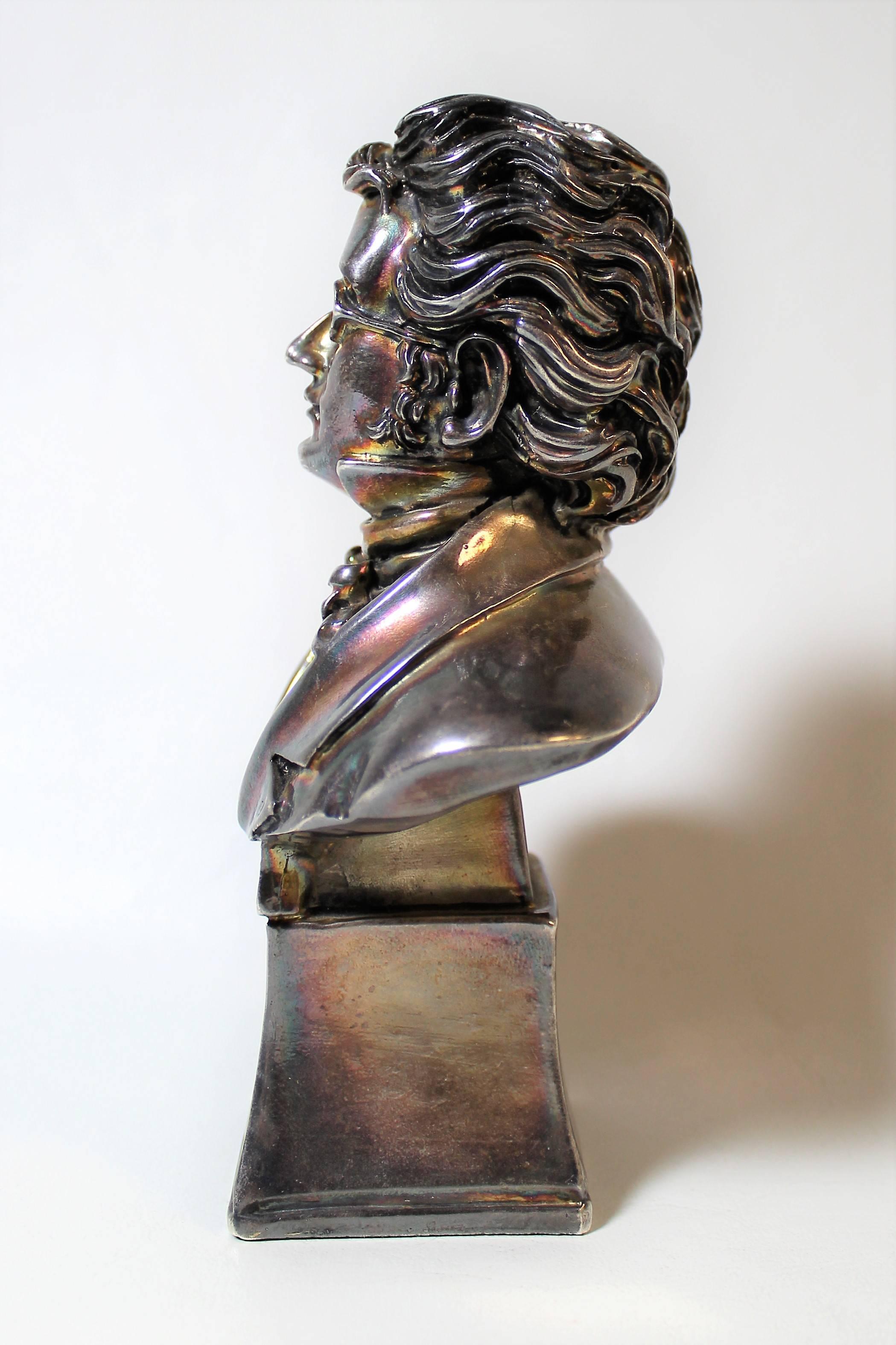 Silver bust of Austrian composer Franz Schubert.
 