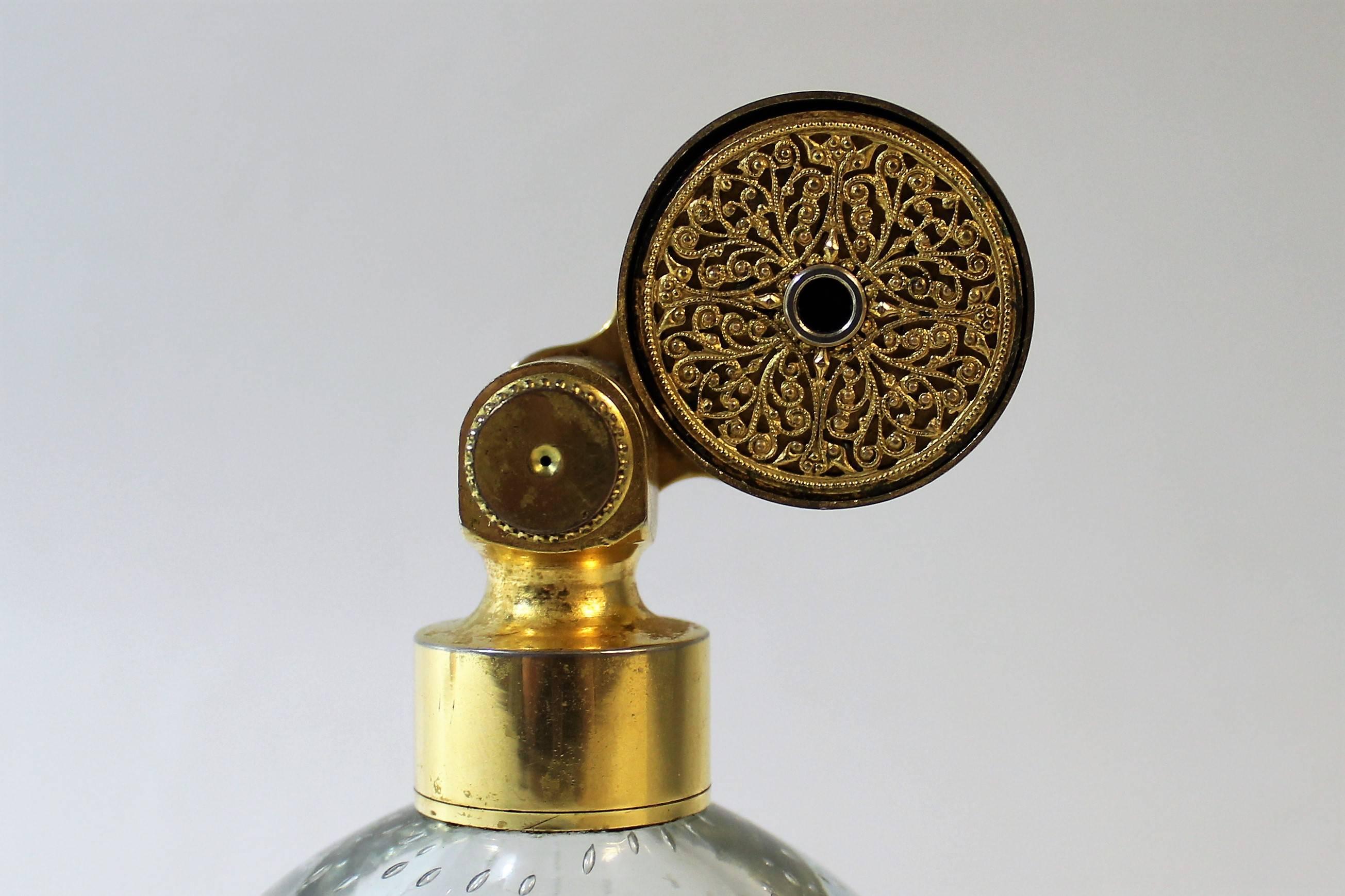 Mid-Century Modern Atomiseur de parfum français Marcel Franck avec bouteille à bulles contrôlées en verre d'art