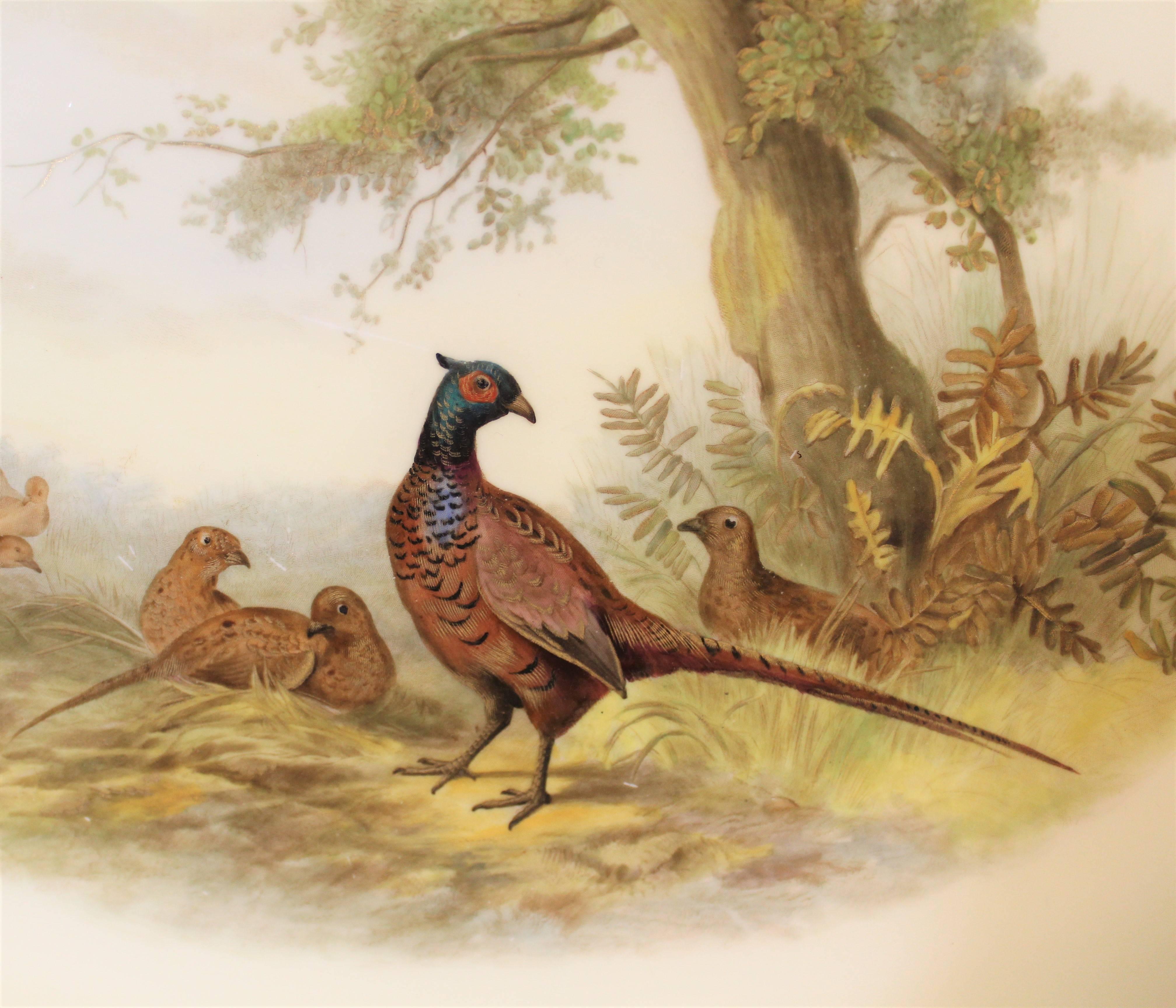 English Royal Worcester Porcelain Platter with Pheasants For Sale