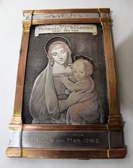 French Memorial Easel Featuring Madonna & Child by F. Biscay & Cie