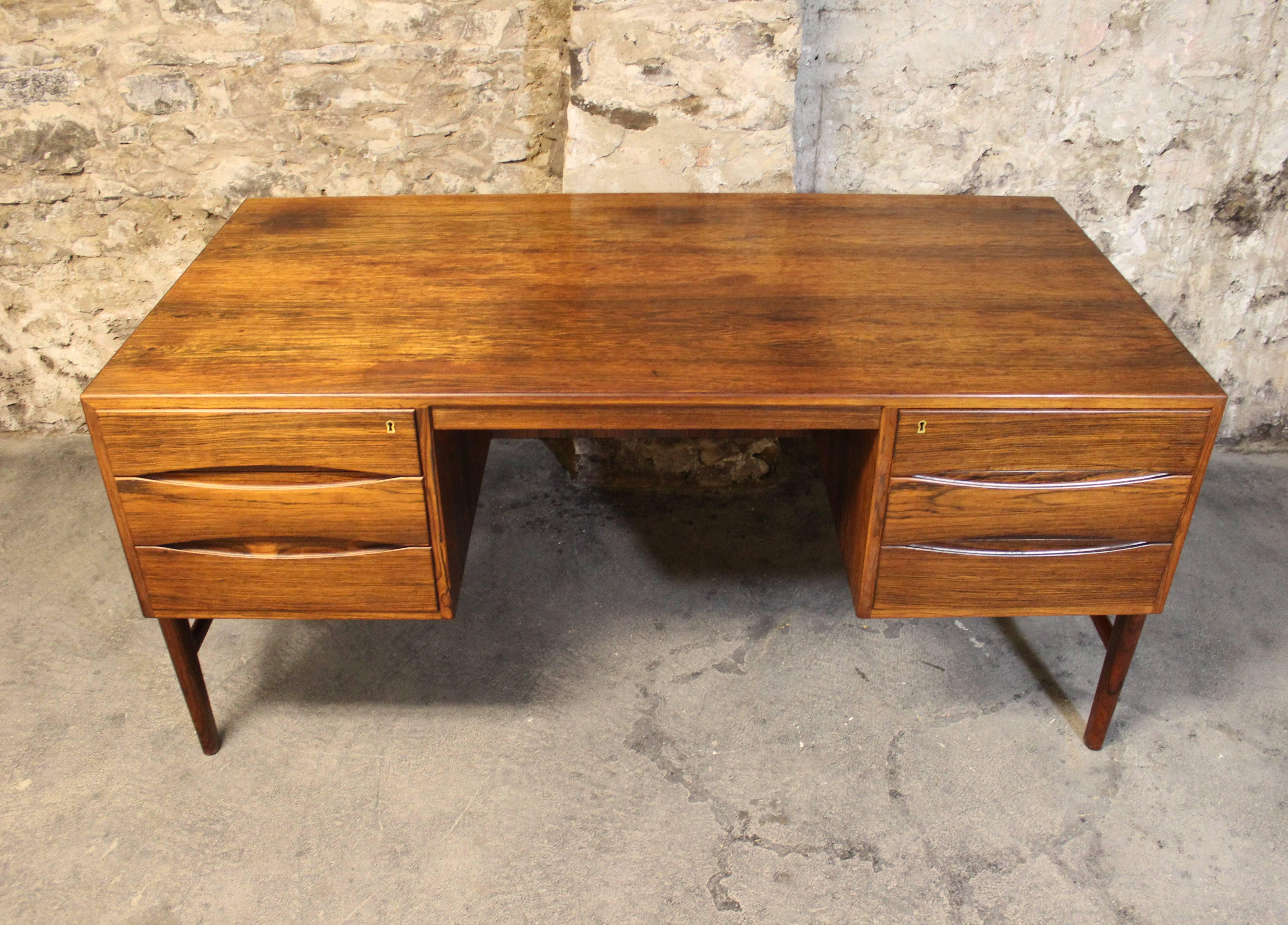 20th Century Danish Rosewood Executive Desk Attributed to Arne Vodder