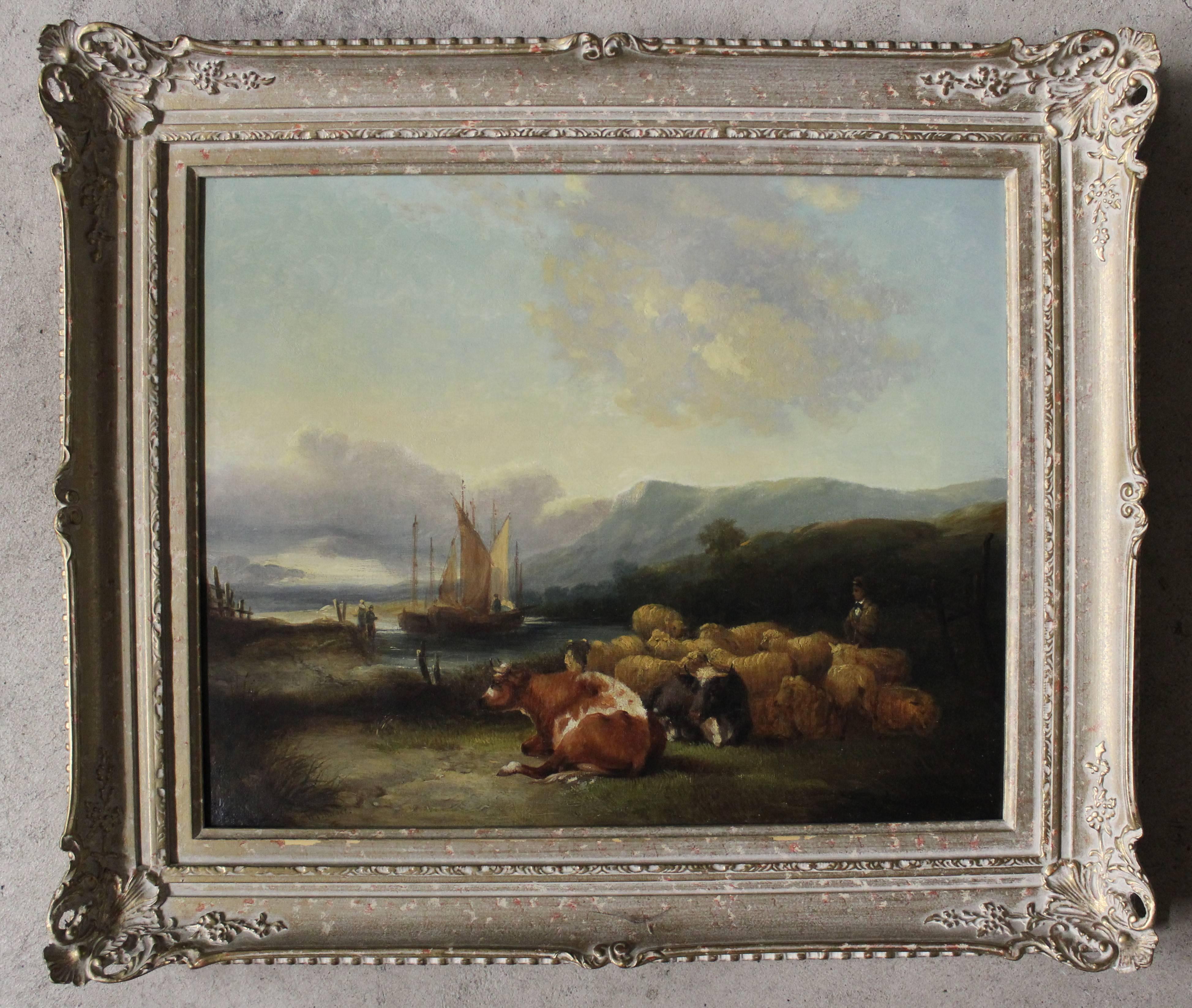 William Shayer oil painting (English 1787-1879) 
Size without frame: 18" high x 22 1/2" wide
Size with Frame: 23 1/4" high x 27 1/4" wide

Biography 
William Joseph Shayer, senior was a self-taught artist, who began by