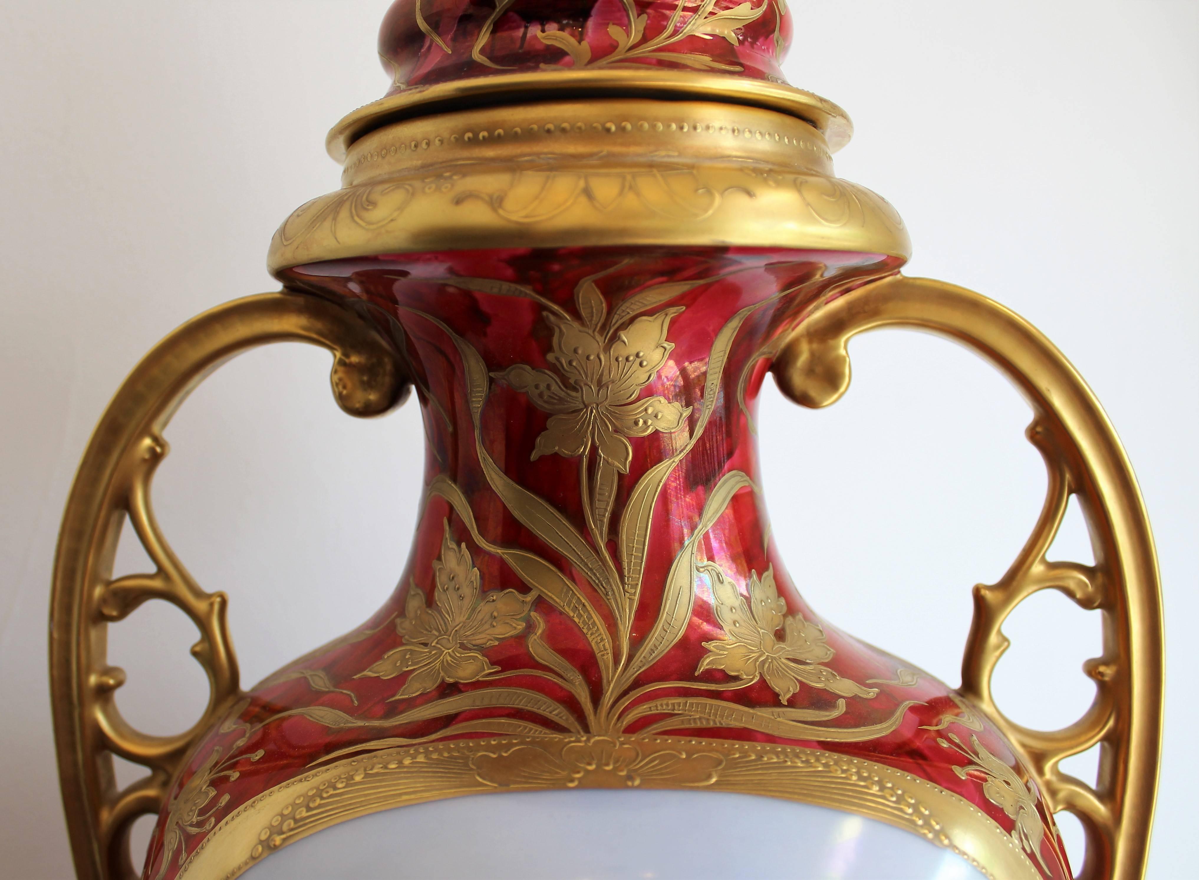 Monumental Royal Vienna Style Art Nouveau Vase or Urn 1