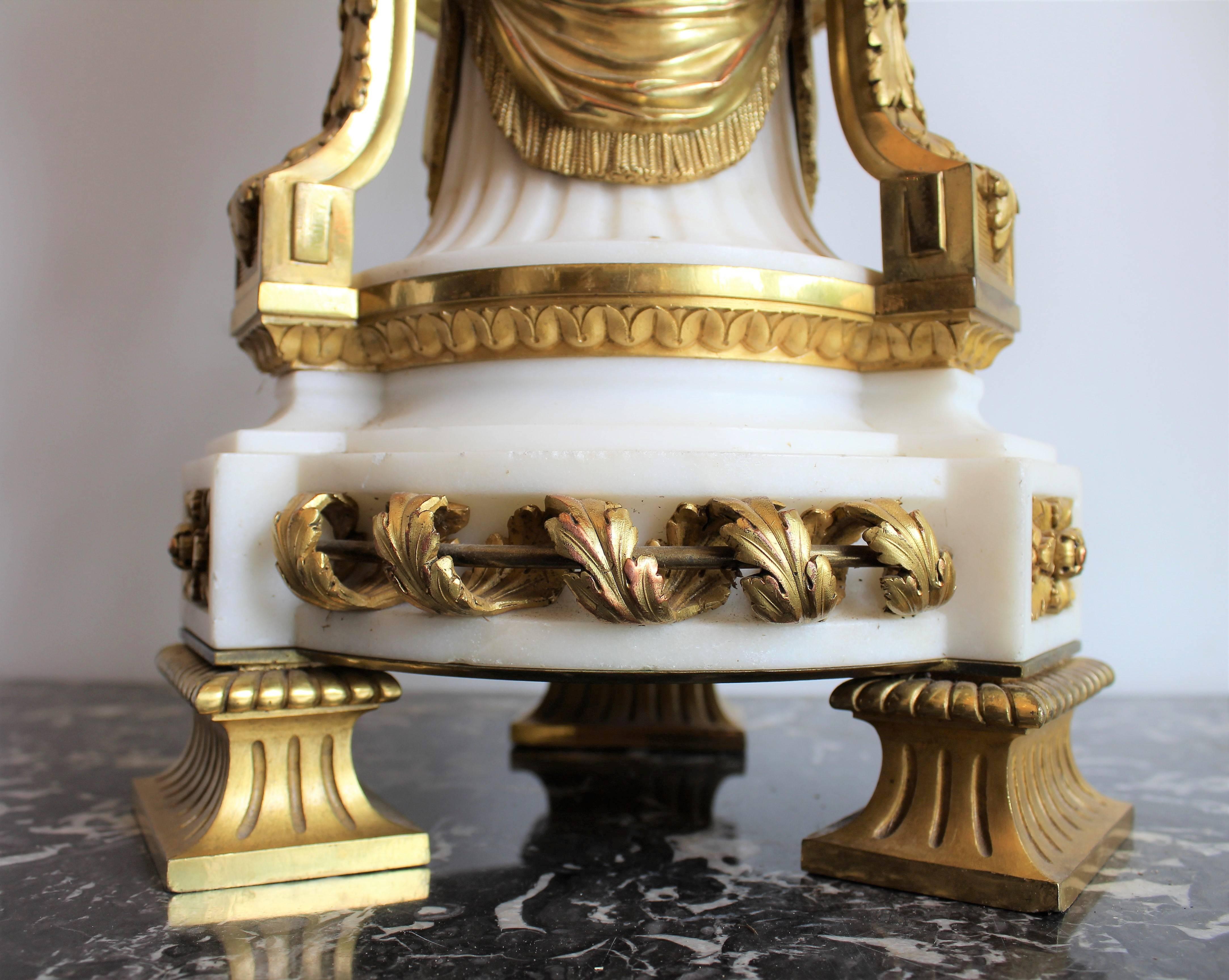 19th Century French Louis XVI Style Gilt Bronze and Marble Centerpiece with Figural Putti