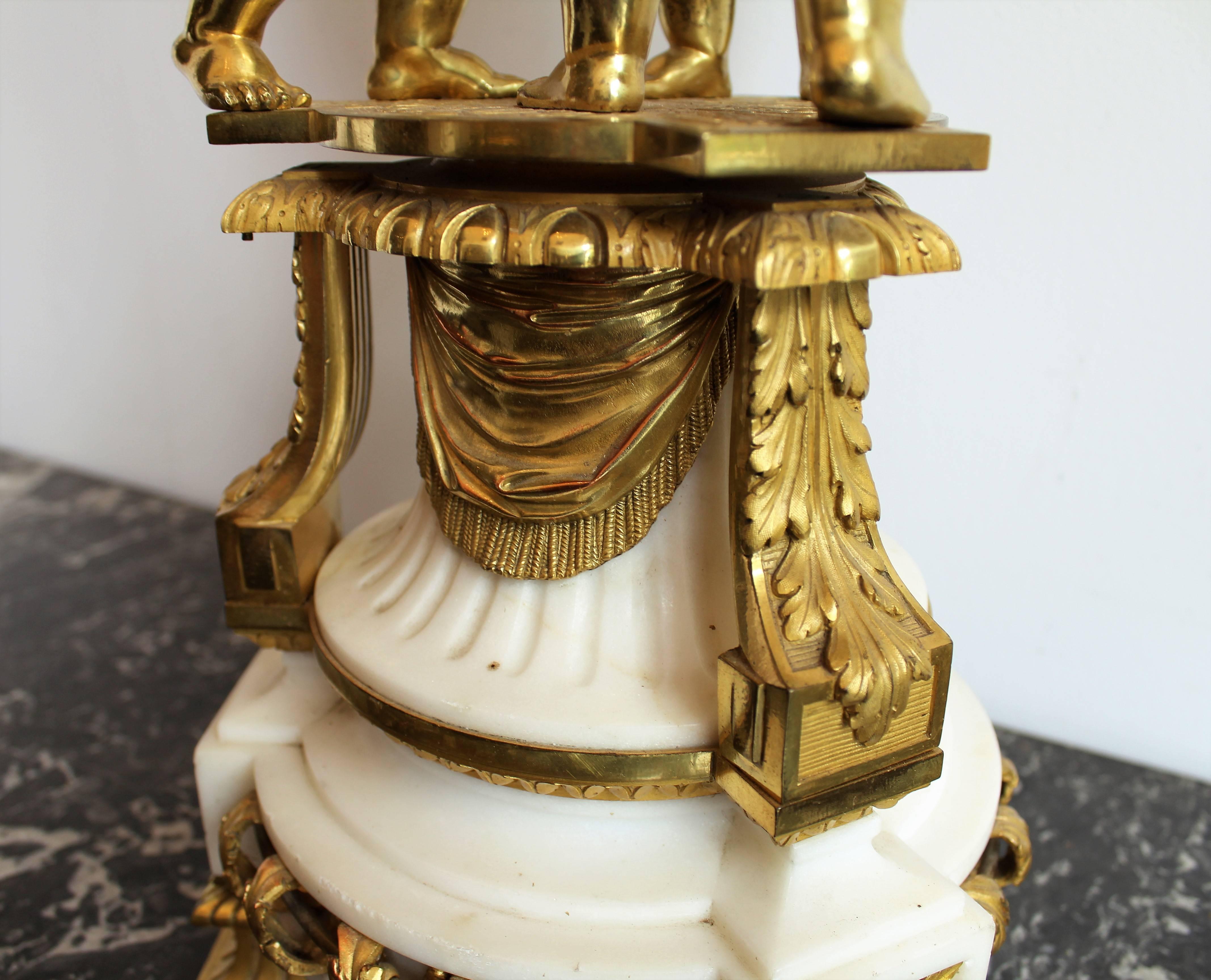 French Louis XVI Style Gilt Bronze and Marble Centerpiece with Figural Putti 1