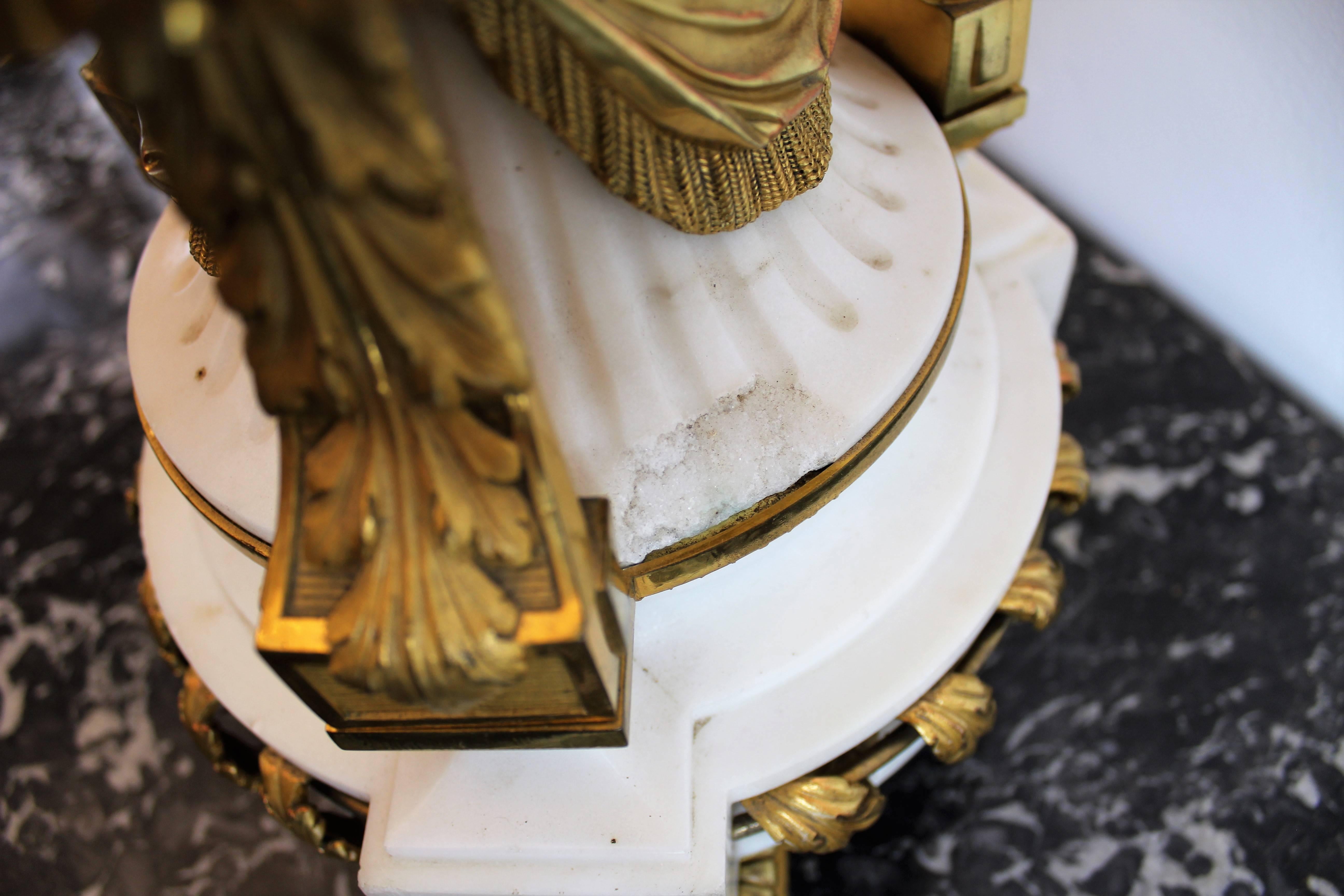 French Louis XVI Style Gilt Bronze and Marble Centerpiece with Figural Putti 5