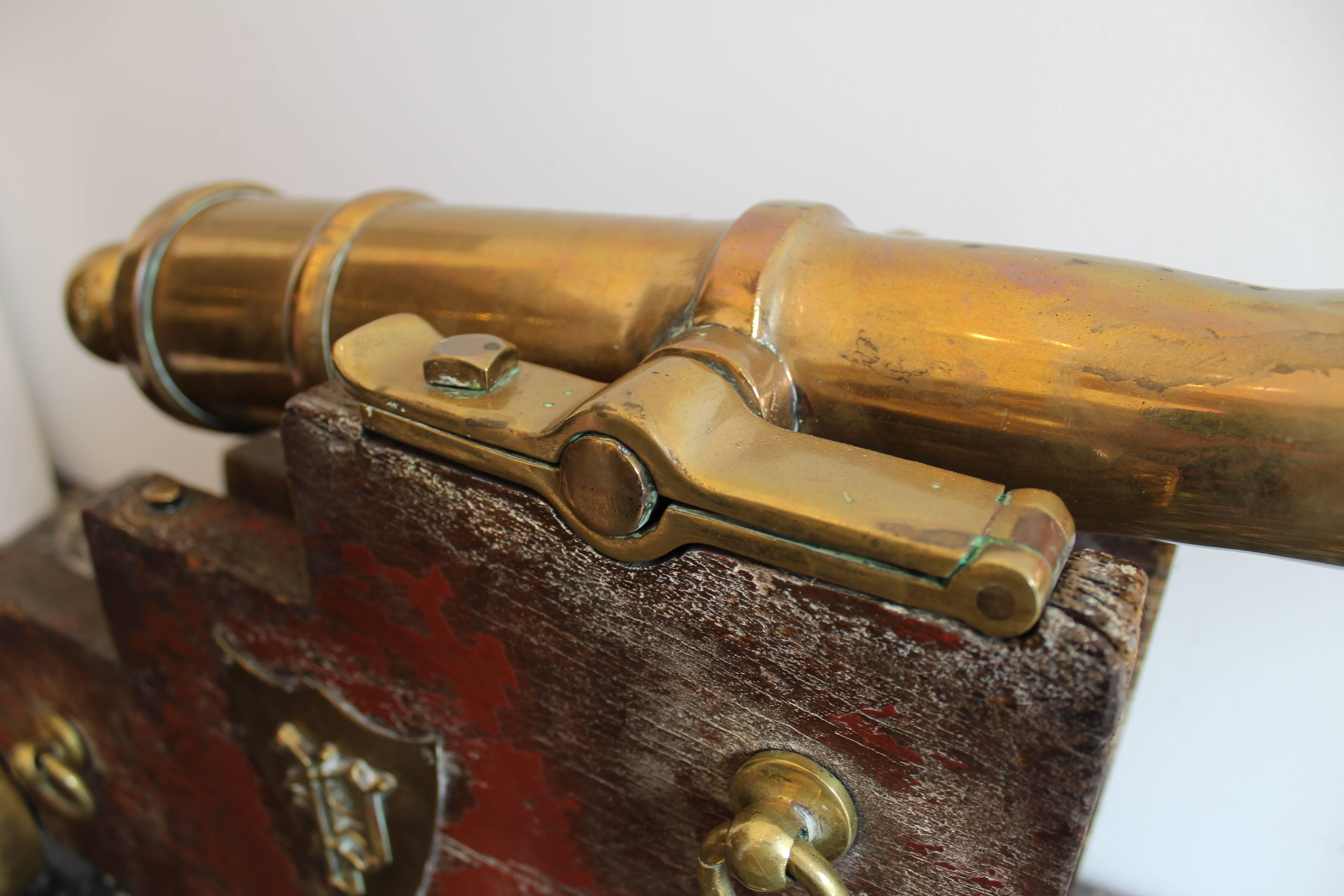Pair of 19th Century Brass Models of Naval Deck Cannons 2