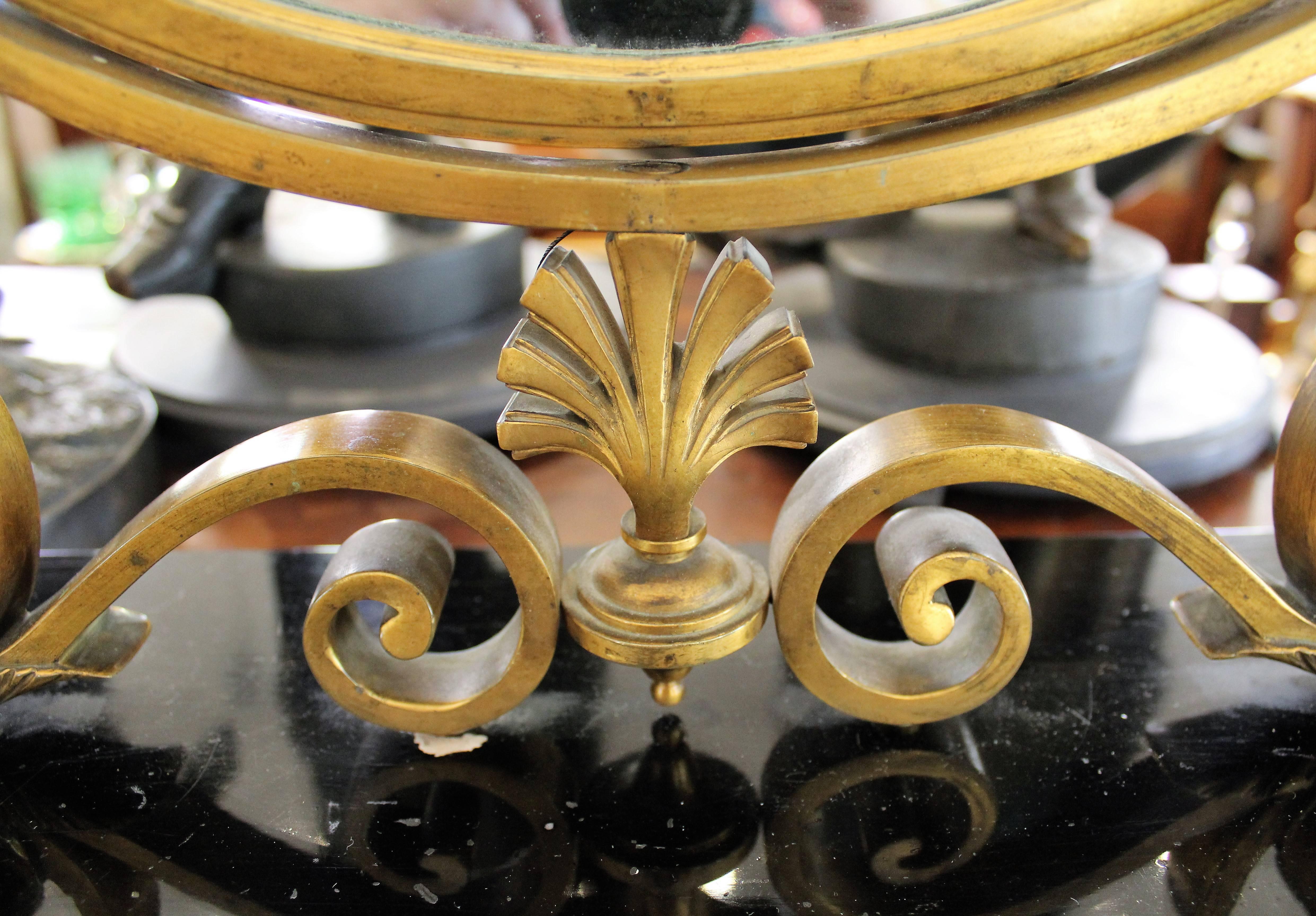 20th Century French Art Deco Bronze Table Mirror