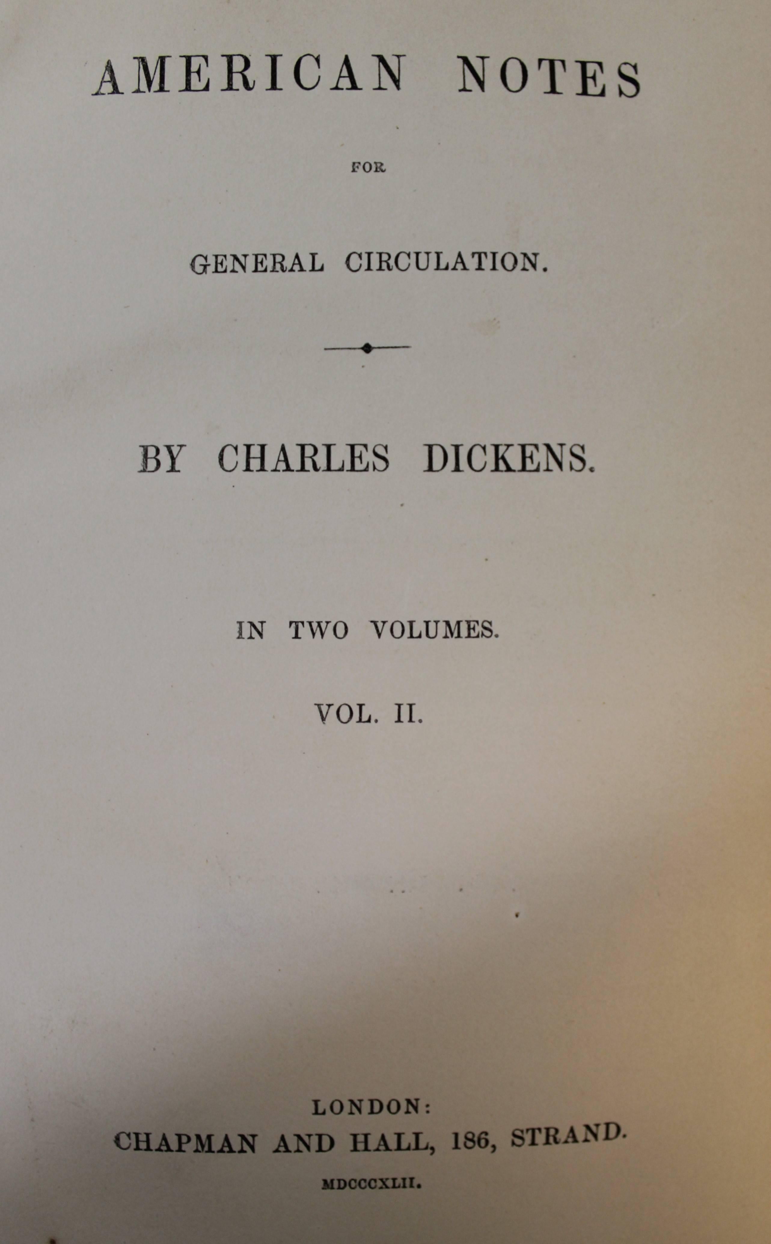 XIXe siècle « American Notes », première édition des livres de Charles Dickens en vente