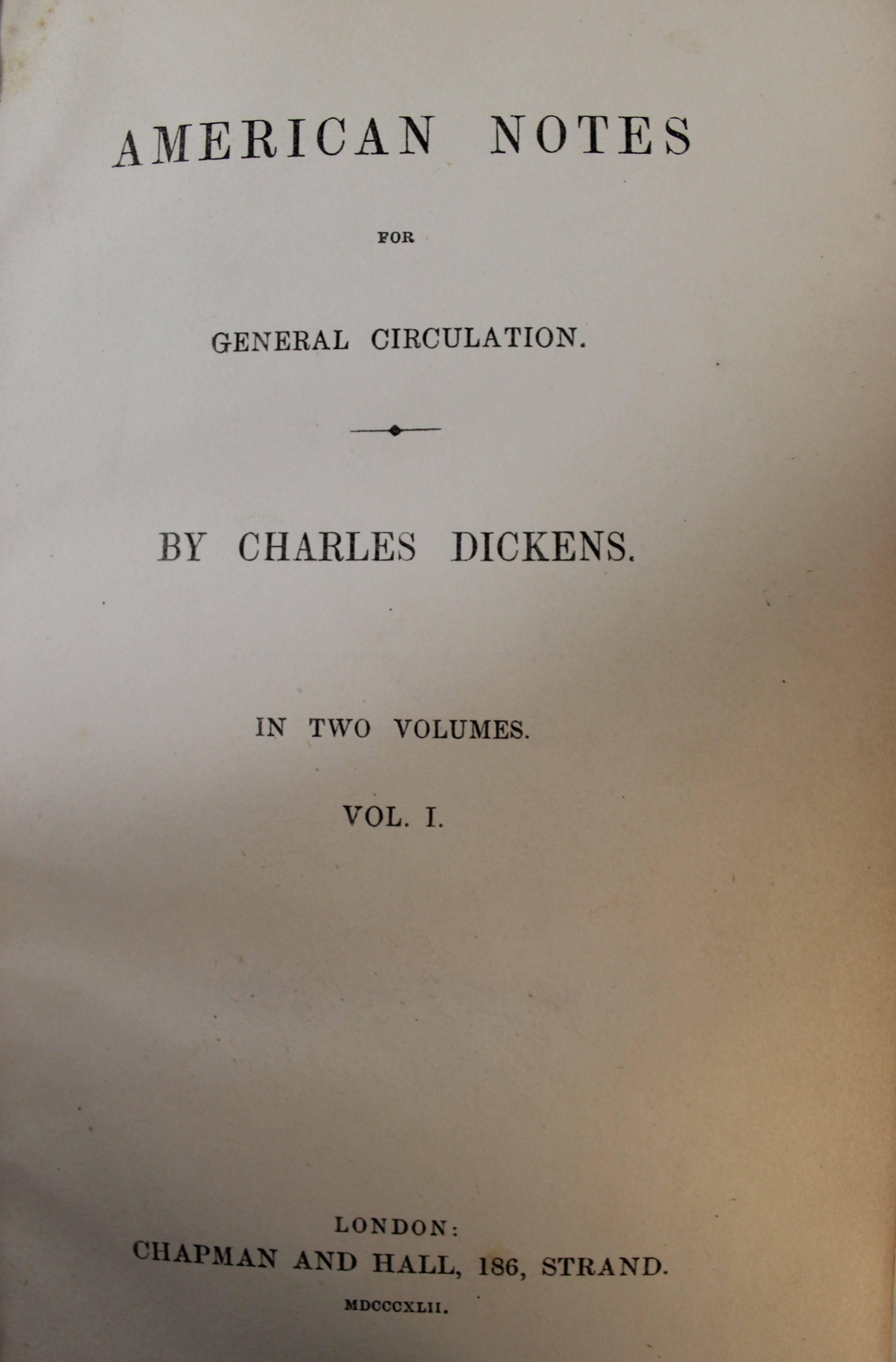 English 'American Notes' First Edition Books by Charles Dickens For Sale