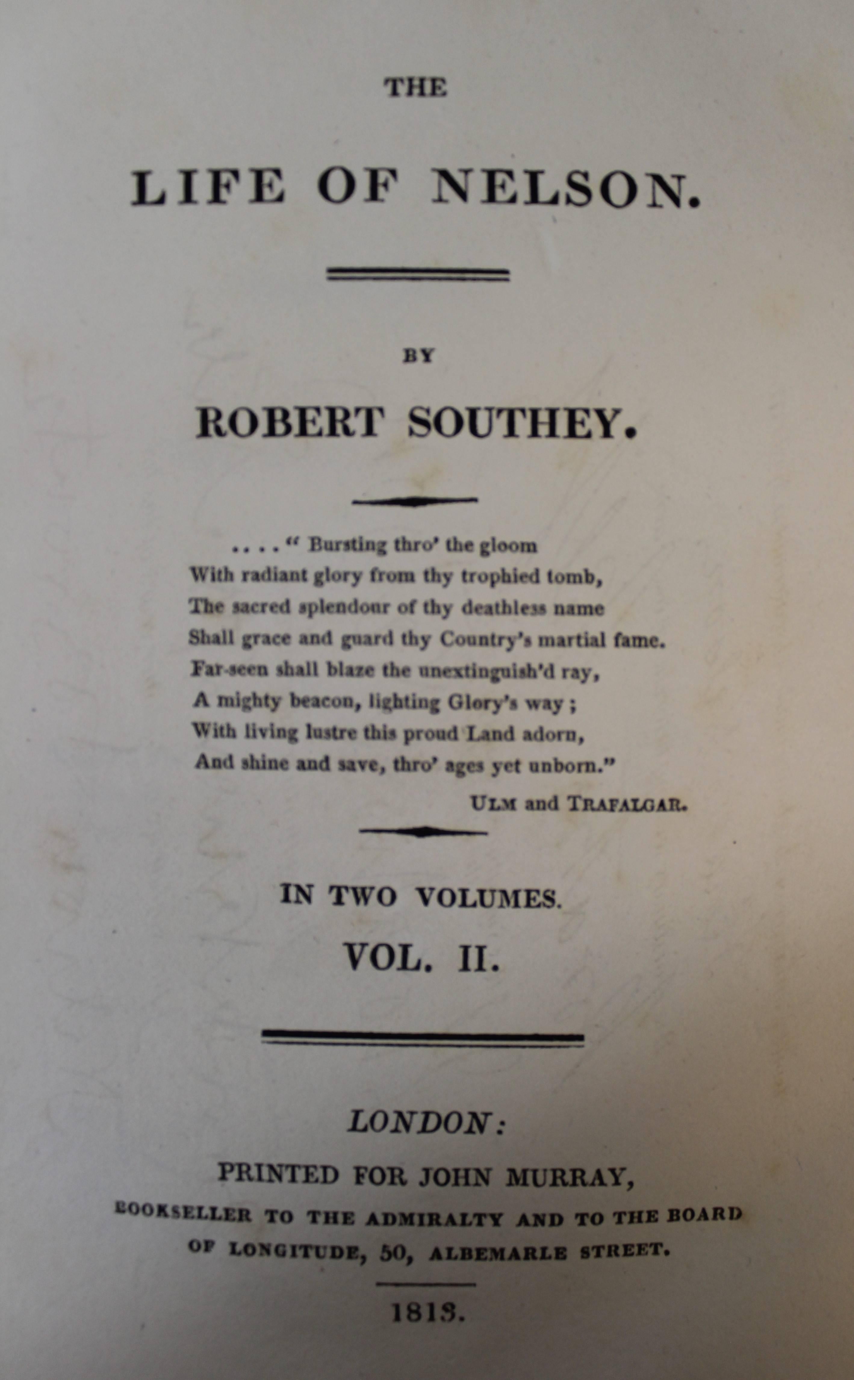 Livres « The Life of Nelson » (La vie de Nelson) de Robert Southey, première édition en vente 3