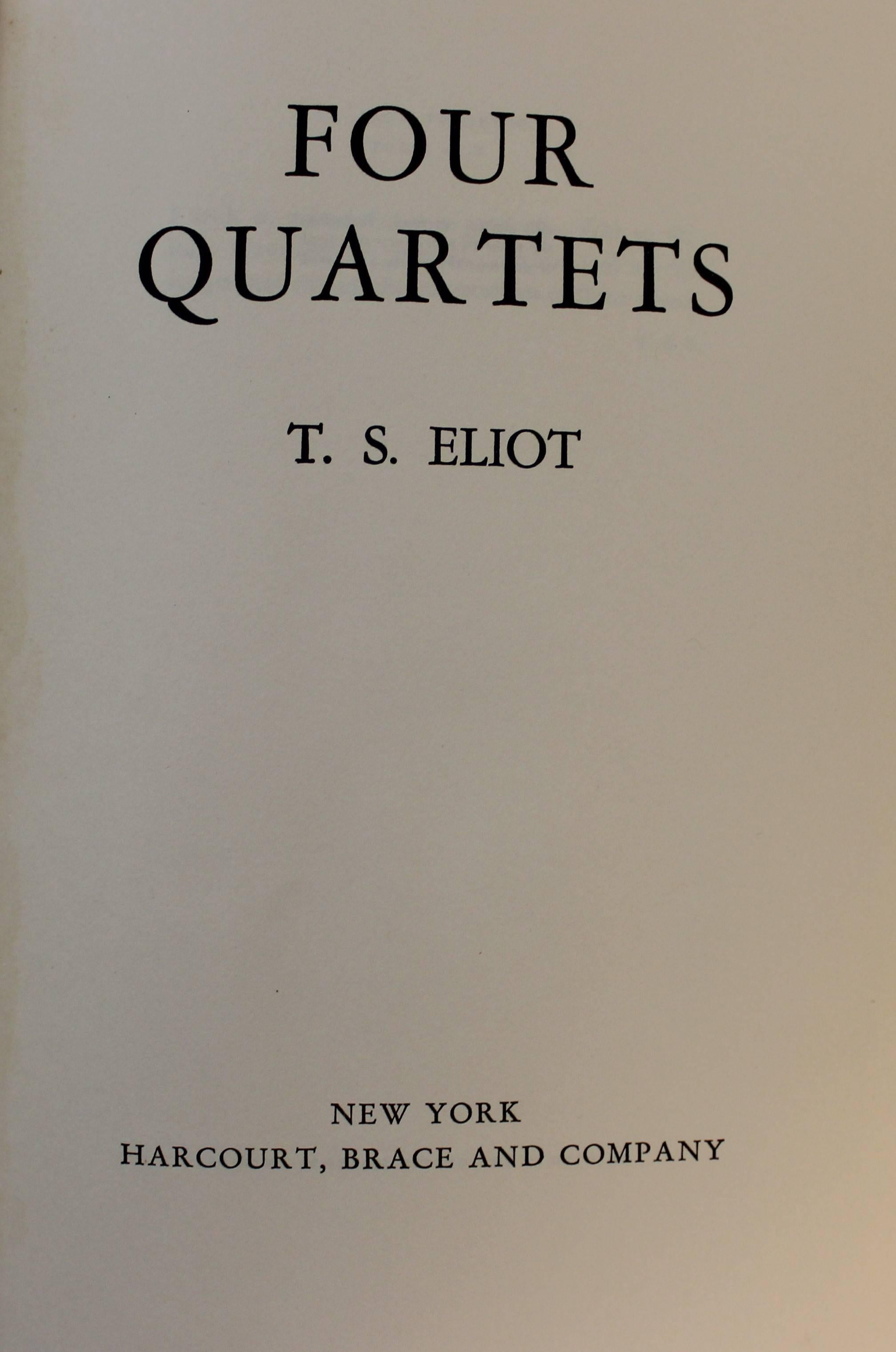 20ième siècle « Four Quartets », première édition de T.S. Eliot en vente