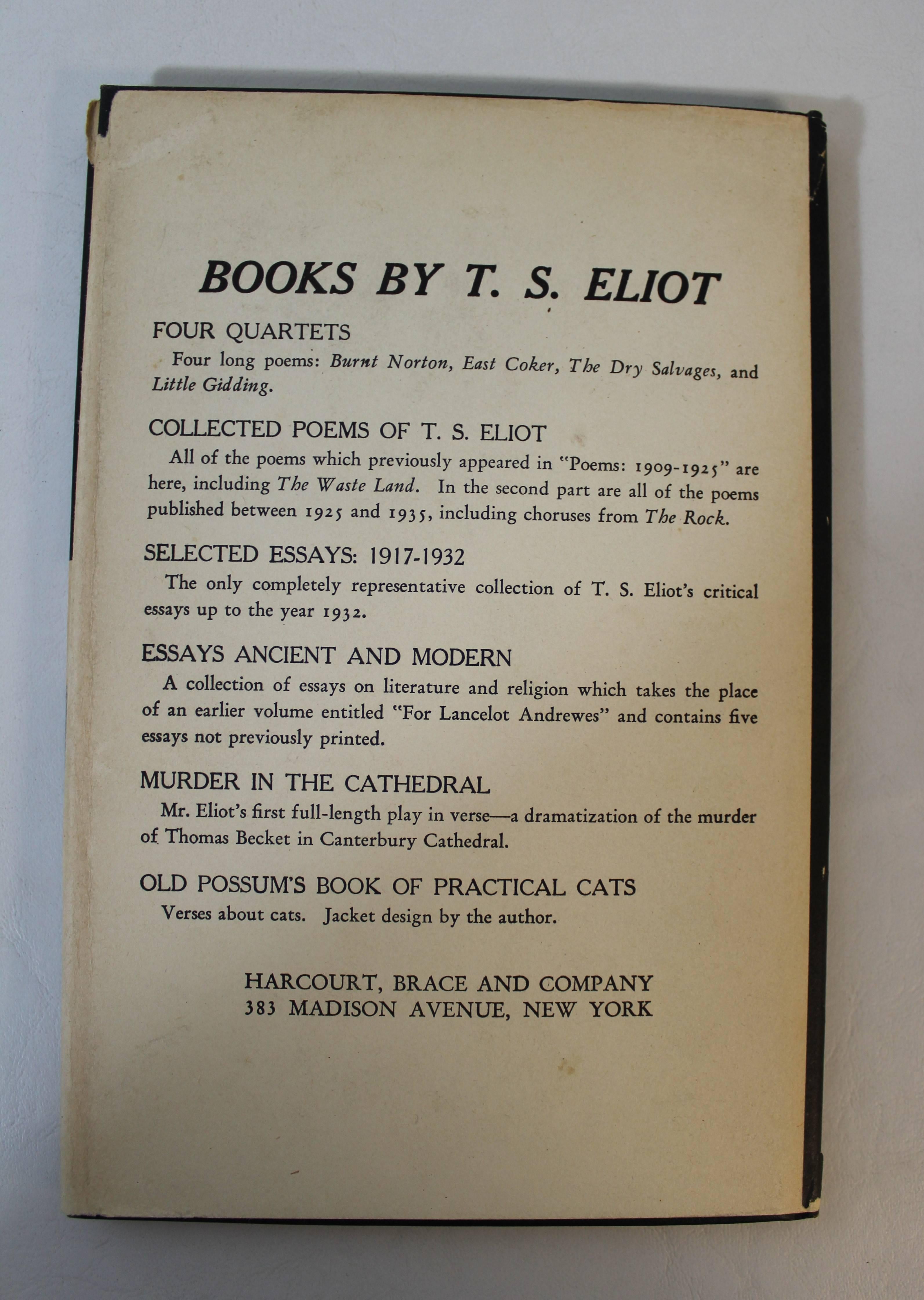 American 'Four Quartets' First Edition Book by T.S. Eliot For Sale