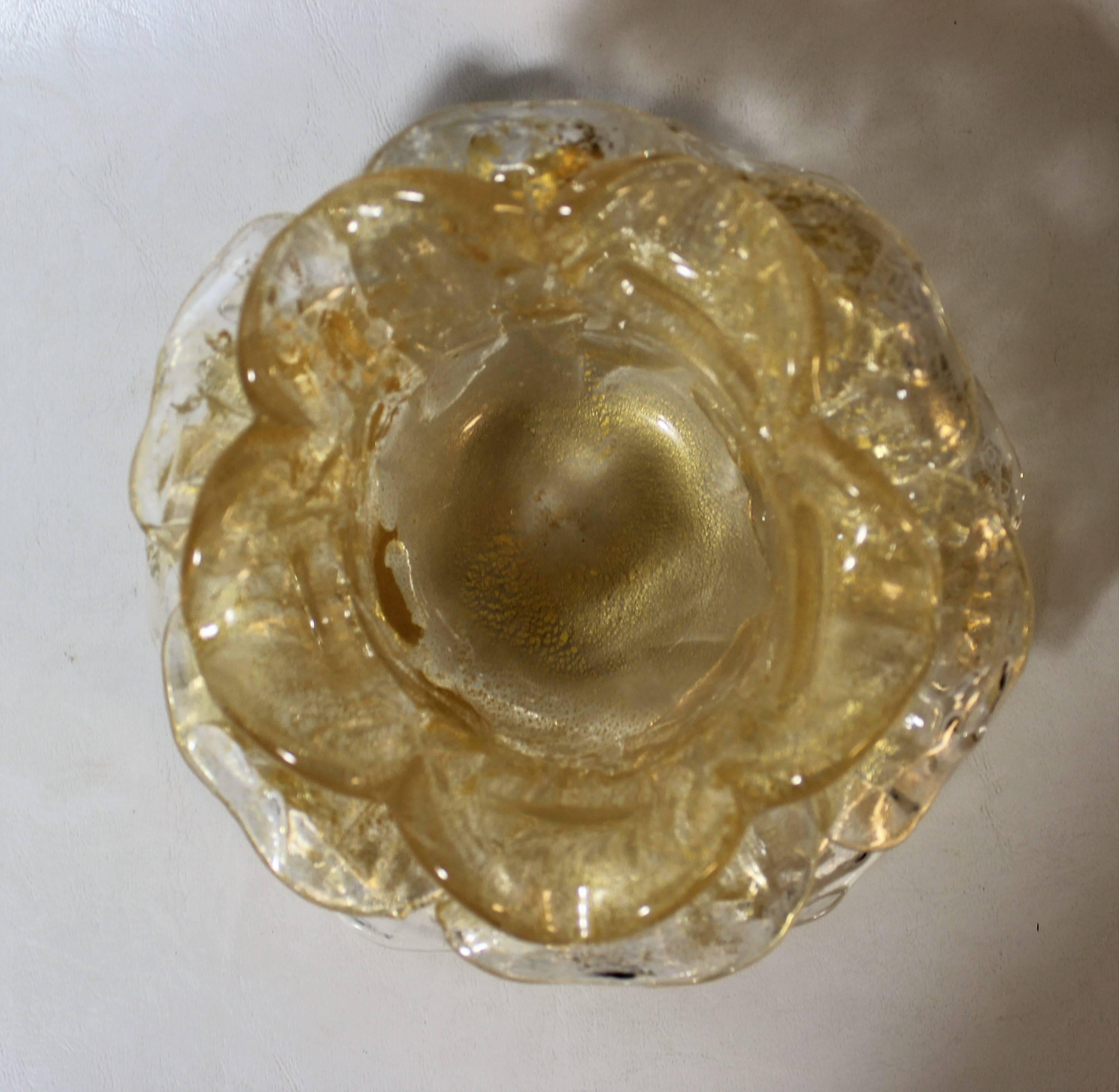 Mid-Century Modern Nine Barovier and Toso Attributed Venetian Murano Glass Rose Petal Finger Bowls