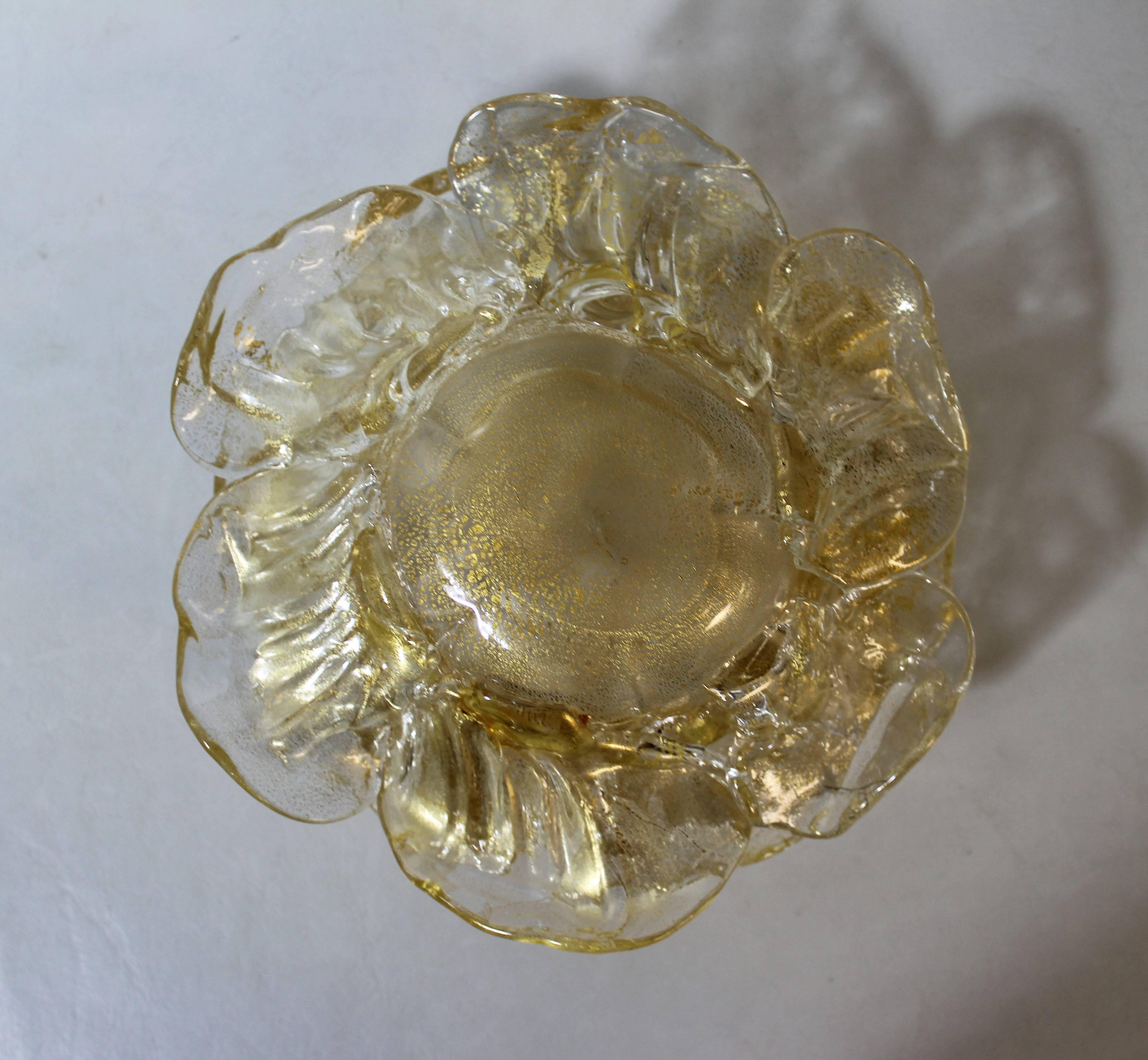 Italian Nine Barovier and Toso Attributed Venetian Murano Glass Rose Petal Finger Bowls