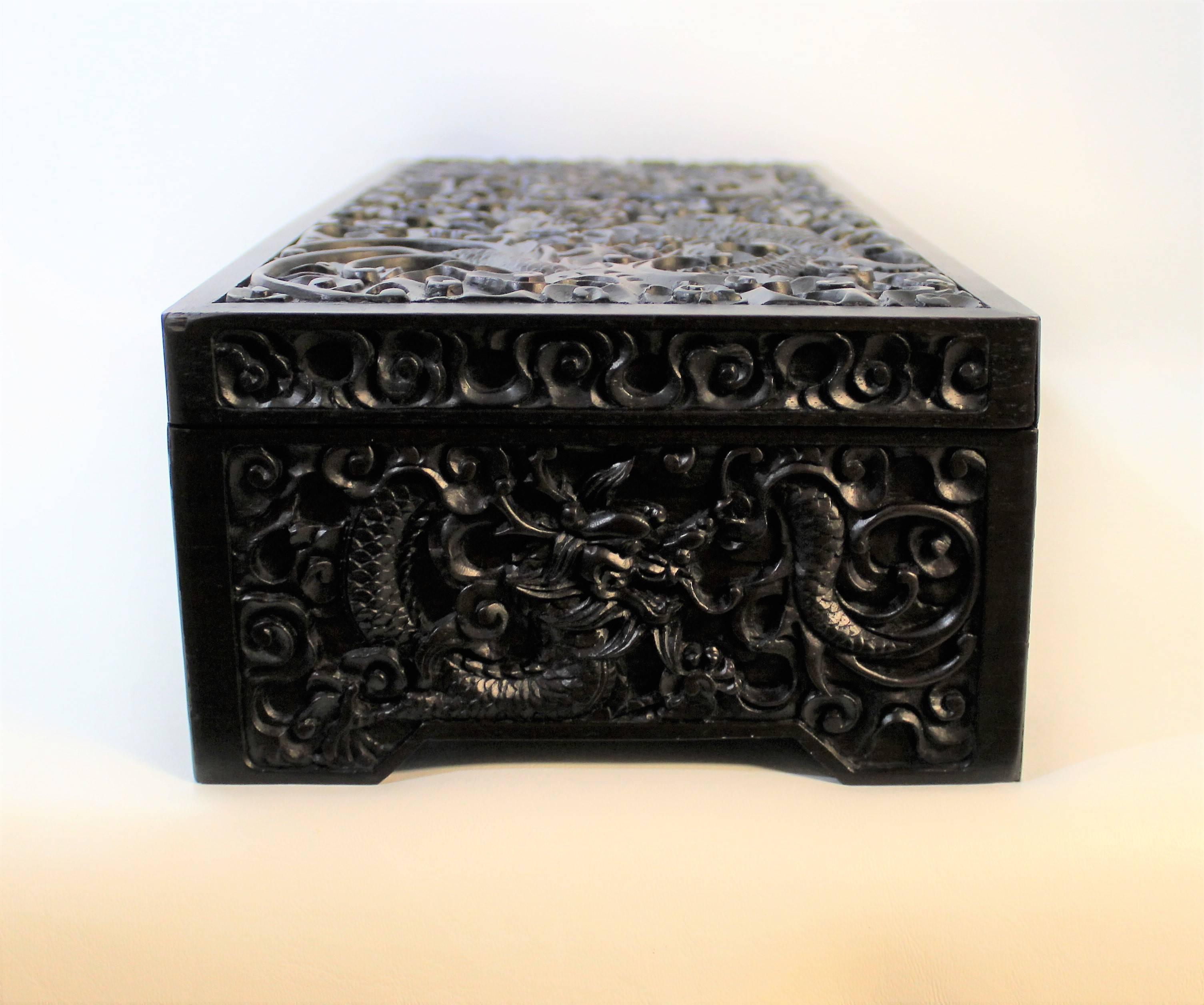 Chinese Carved Rosewood Box For Sale 1