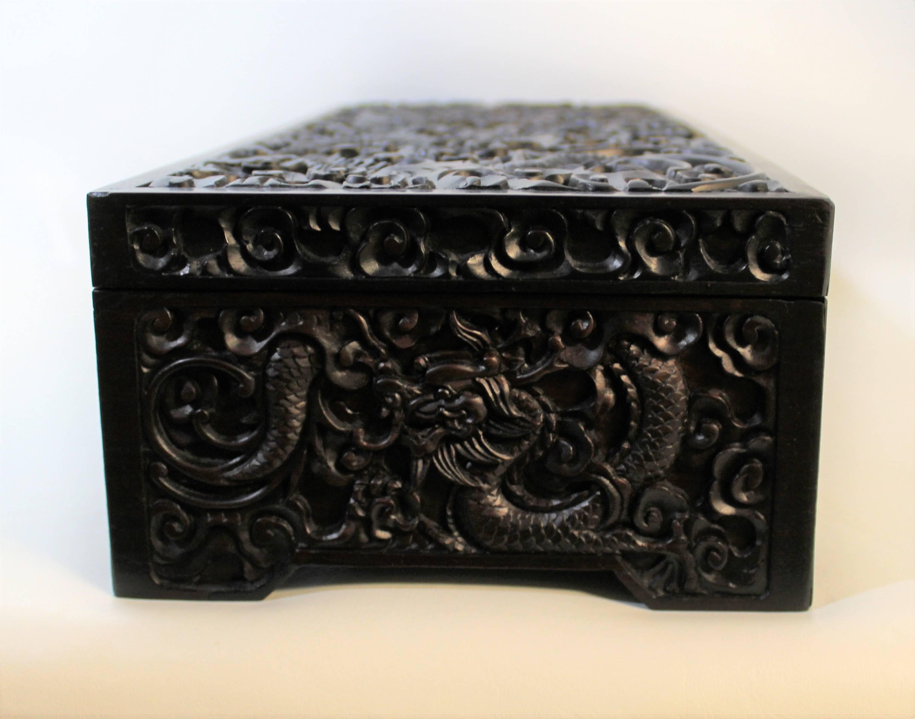 20th Century Chinese Carved Rosewood Box For Sale