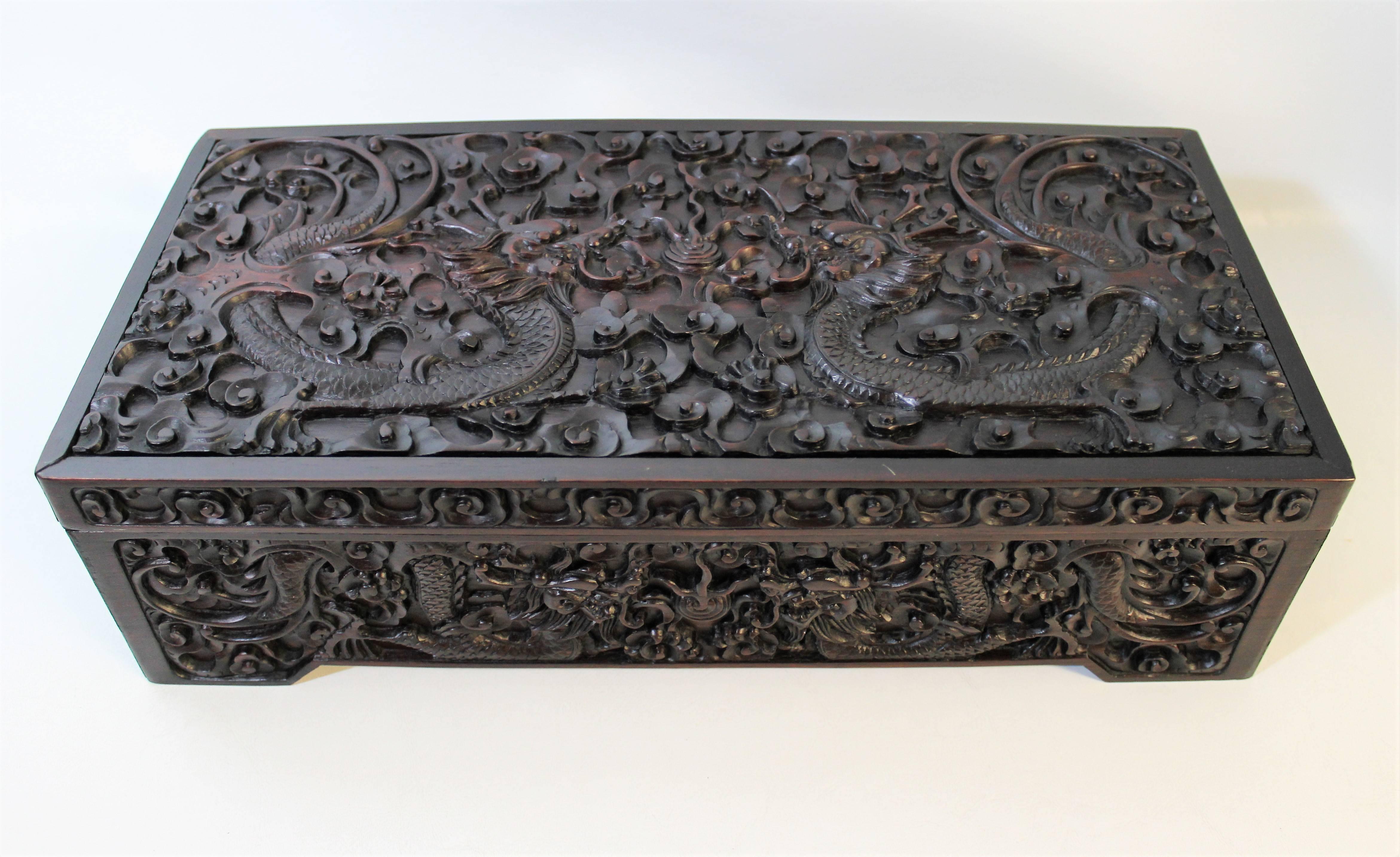 Early 20th century carved rosewood box.