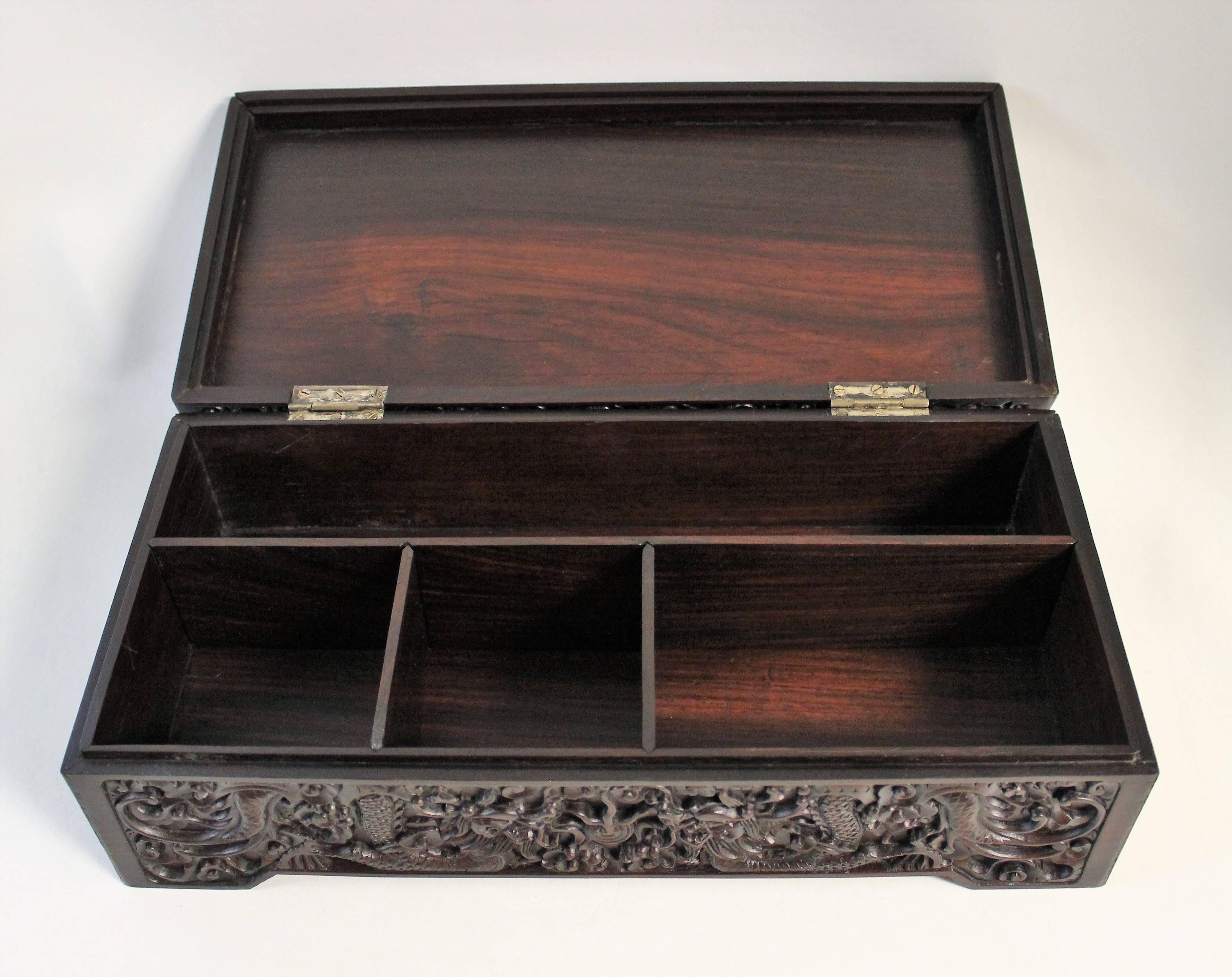 Chinese Carved Rosewood Box For Sale 4