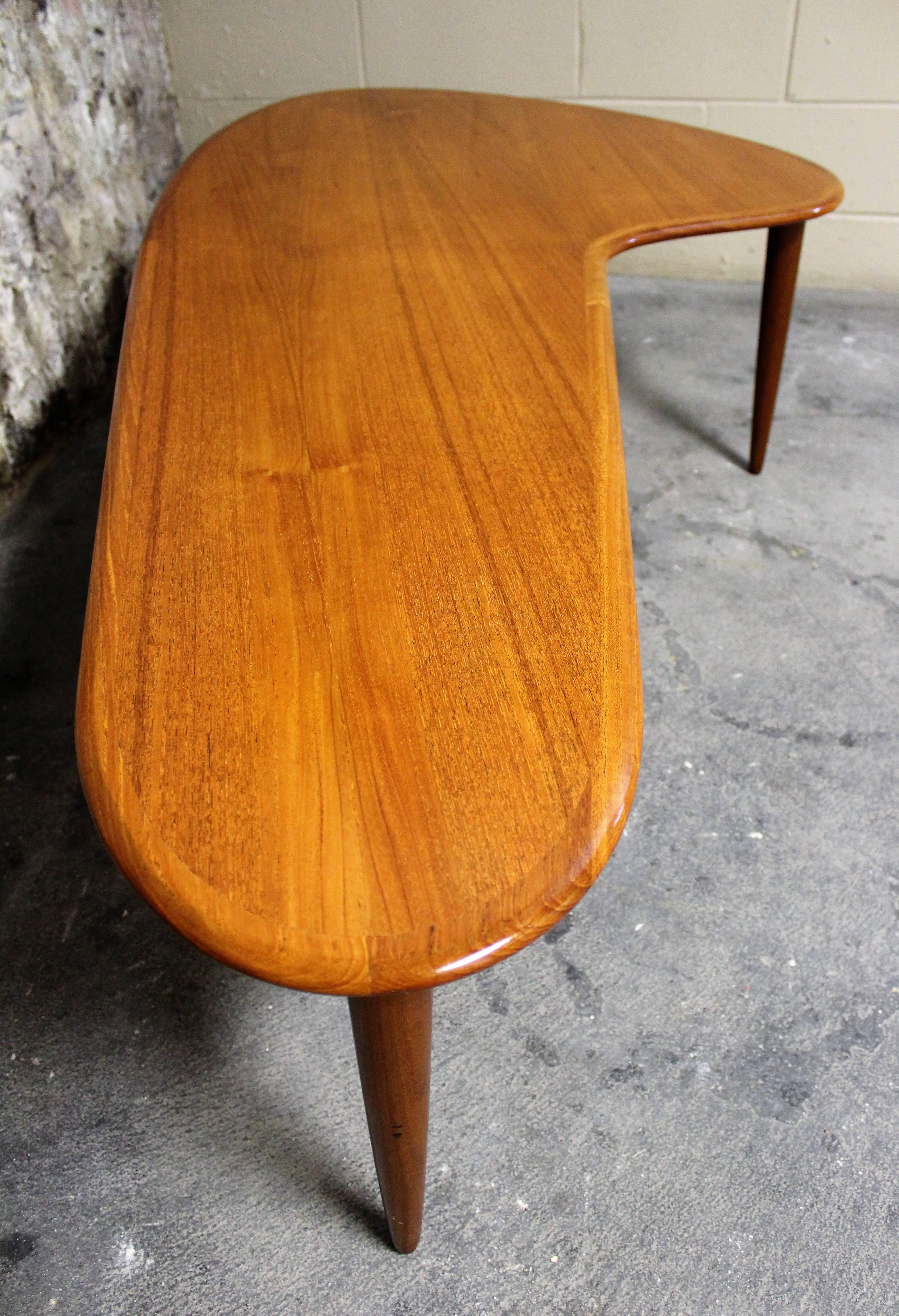 Mid-Century Modern Danish Teak Boomerang Coffee Table