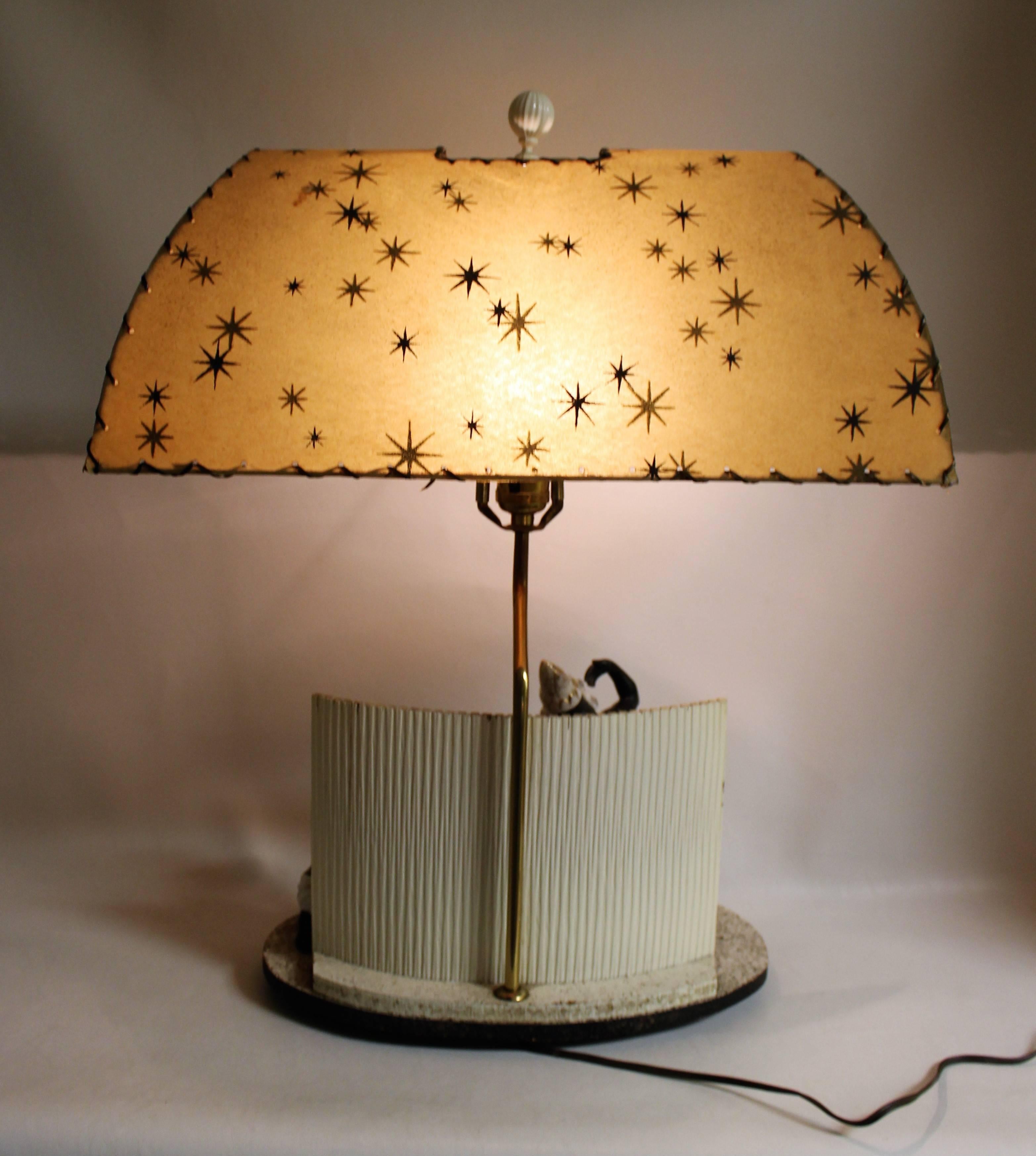 20th Century Mid-Century Modern Figural Ceramic Lamp with South Asian Theme For Sale