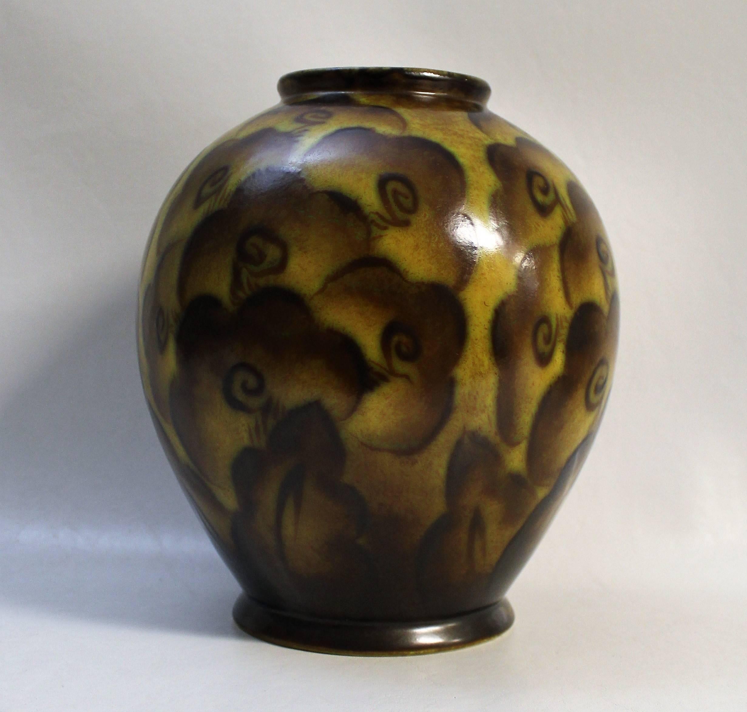 Charles Catteau für Boch Freres Keramis Art Deco Vase 