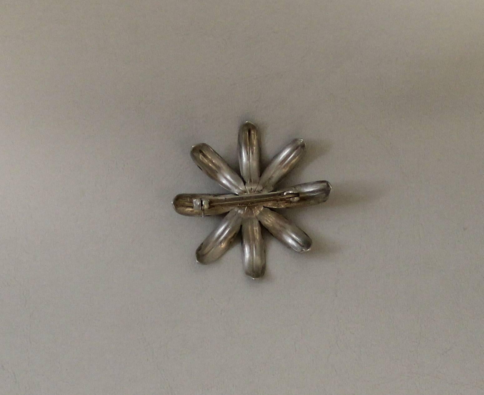 20th Century Borge Malling Jensen Danish Sterling Silver and Moonstone Modernist Brooch Pin