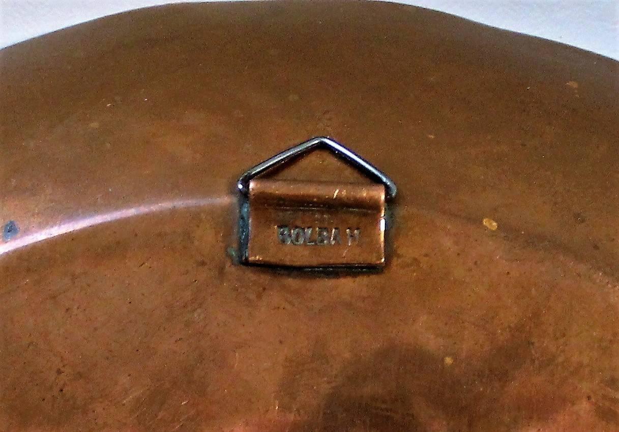 Modernist Sculptural Copper Wall Plate Signed Bolba H In Good Condition For Sale In Hamilton, Ontario