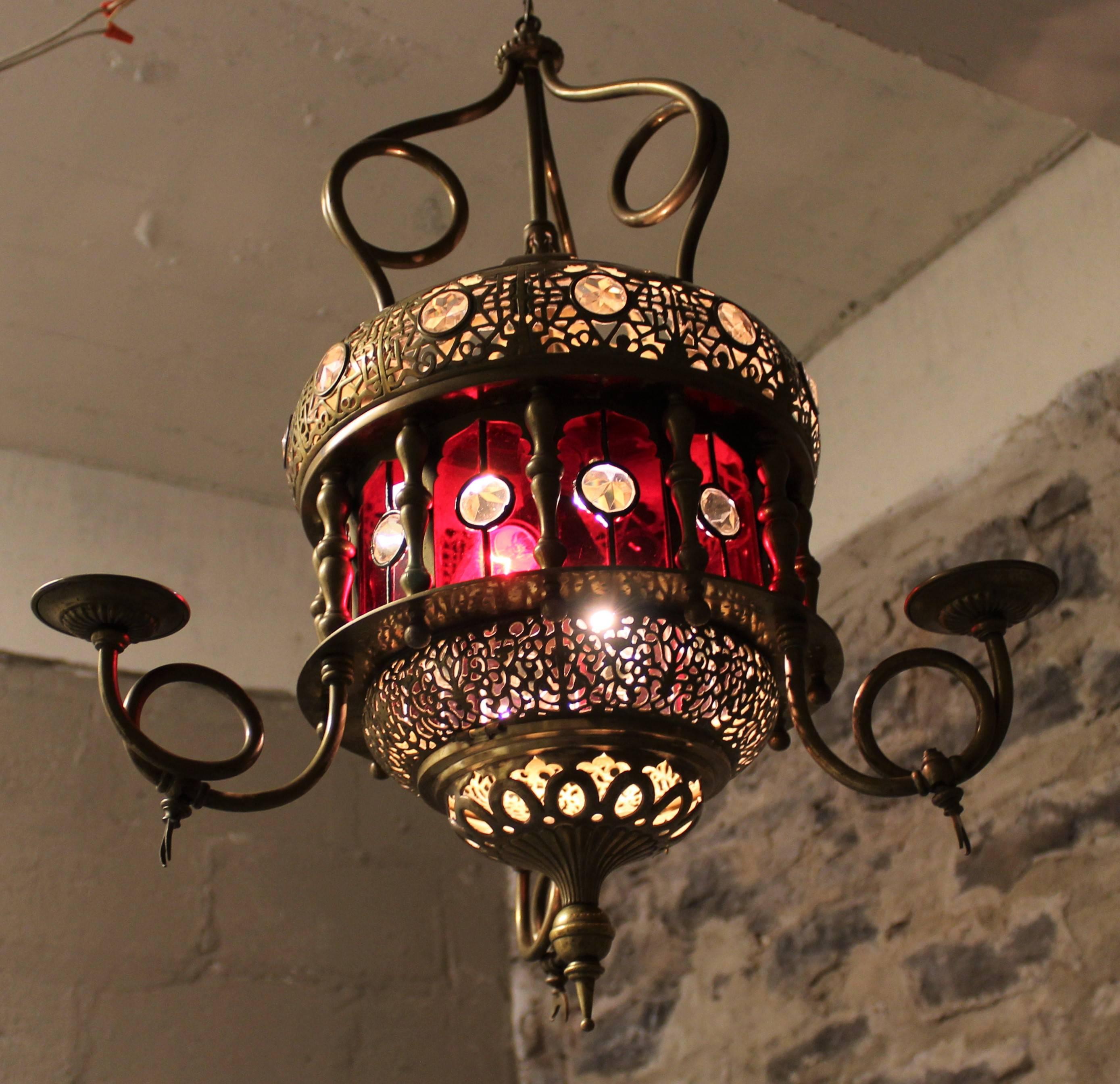 XIXe siècle Lanterne/lumière en verre mauresque marocain en vente