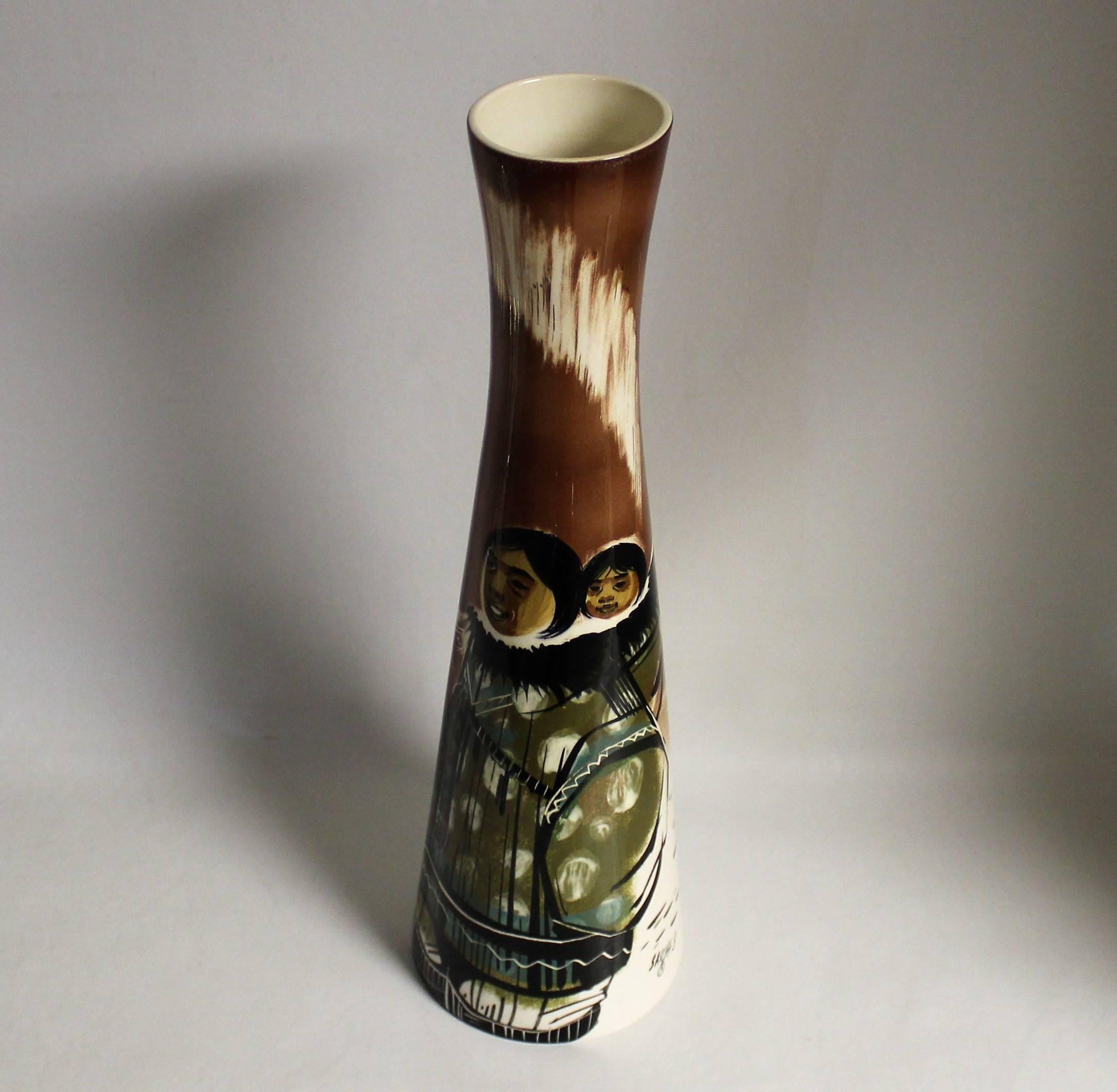 Mid-Century Modern Sascha Brastoff Ceramic Eskimo Vase For Sale