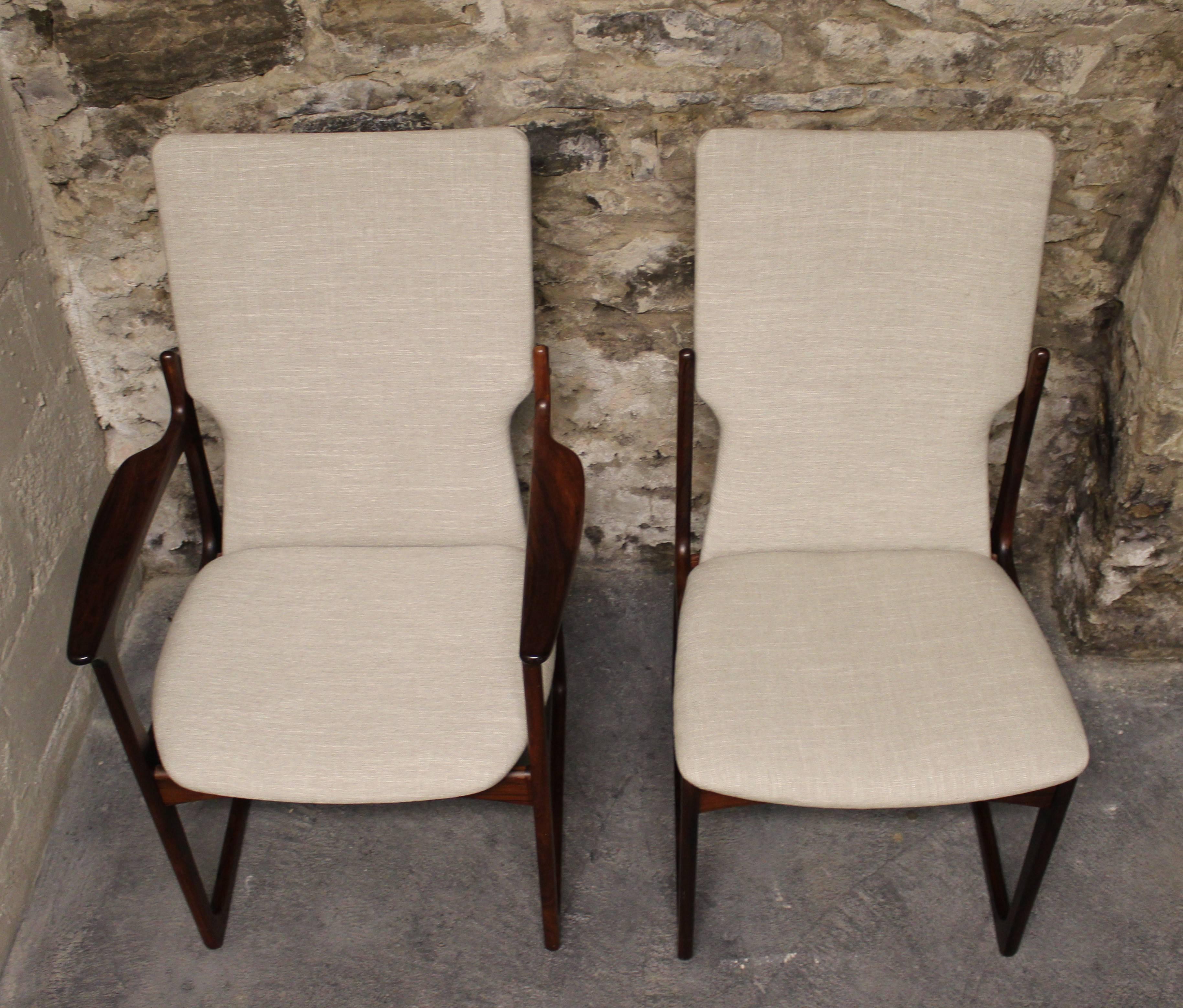 Six Danish Rosewood Dining Chairs by Art Furn In Excellent Condition In Hamilton, Ontario