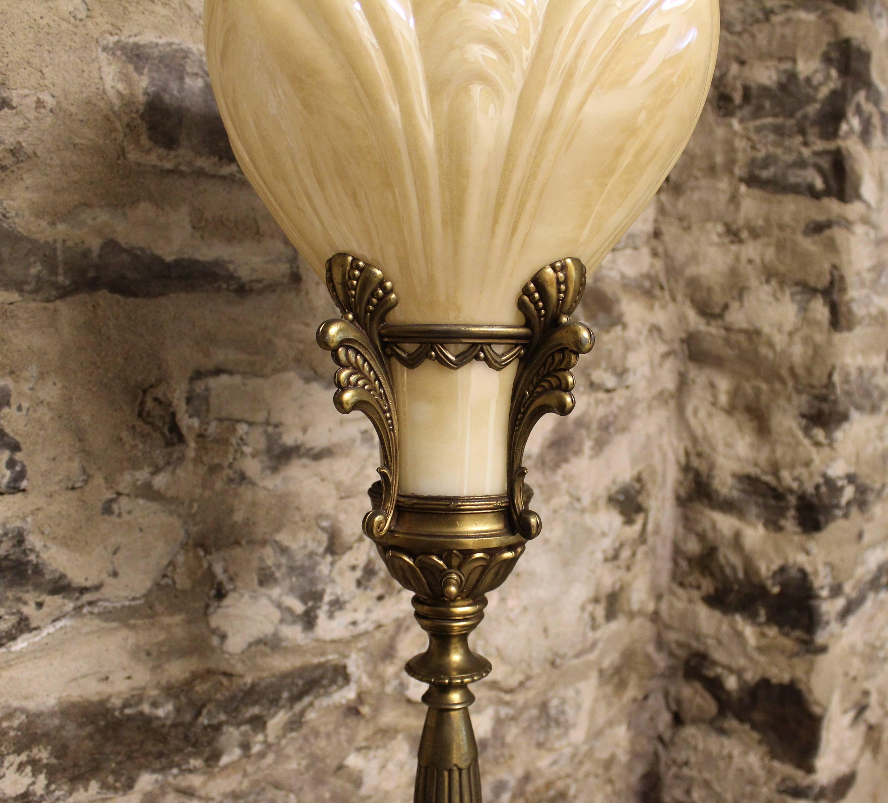 20th Century Pair of Art Deco Torchiere Floor Lamps