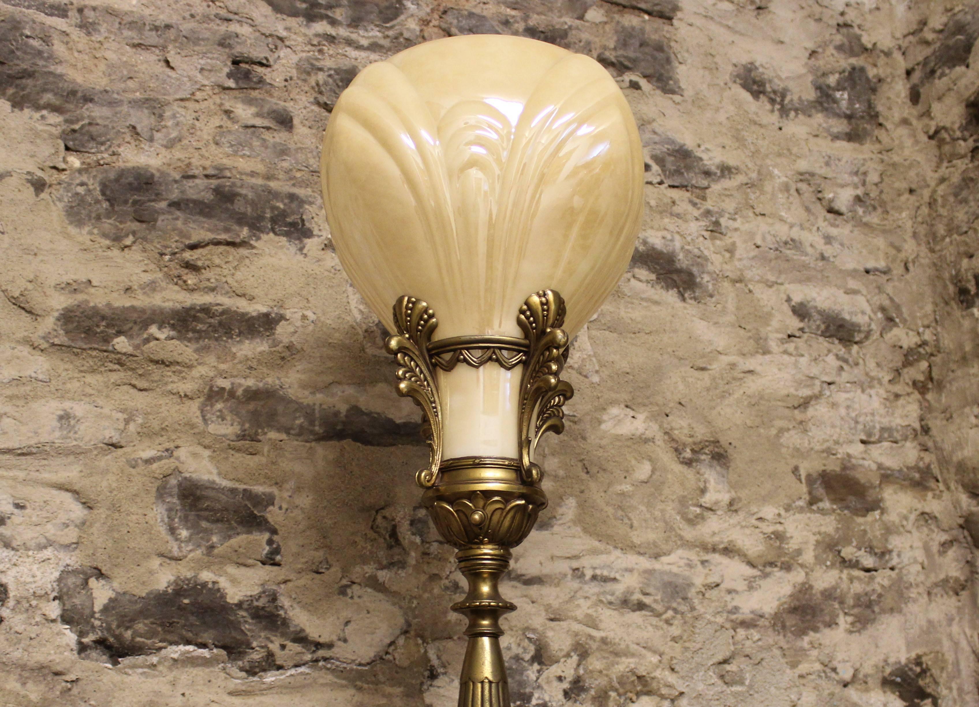 Pair of Art Deco Torchiere Floor Lamps In Good Condition In Hamilton, Ontario