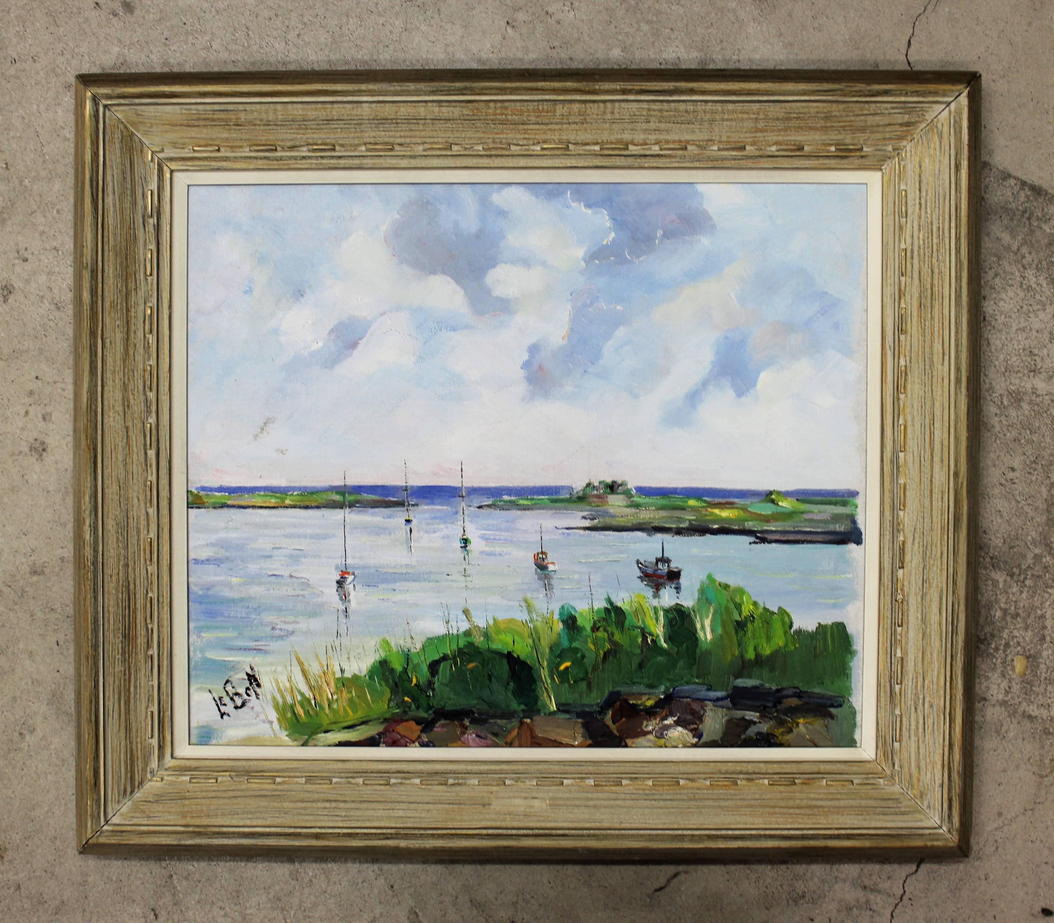 Maurice LeBon (Canadian 1916-1998)
Oil on board.
Measures: With frame 32" wide x 27" high
Without frame 24" wide x 20" high.
    