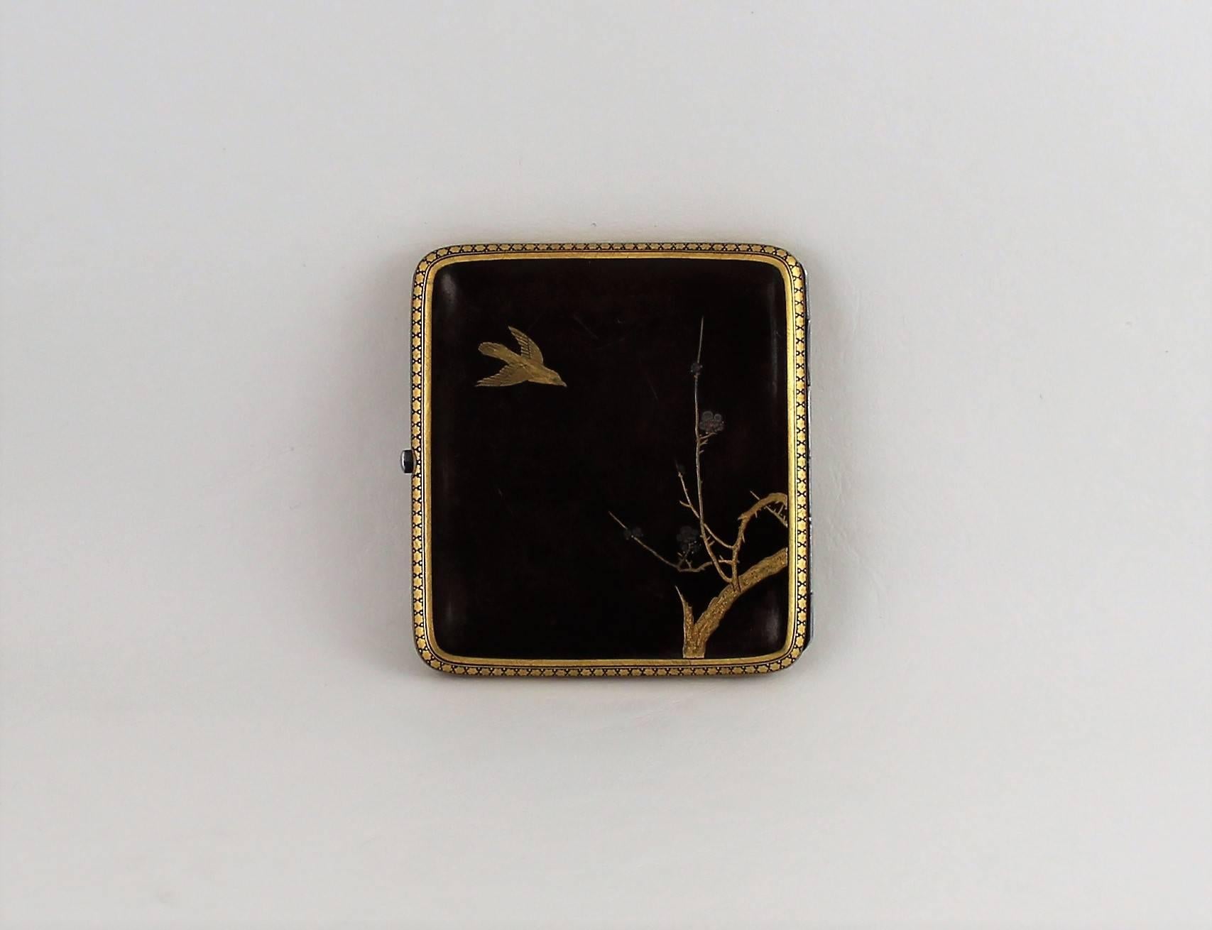 Japanese komai damascene cigarette case.
