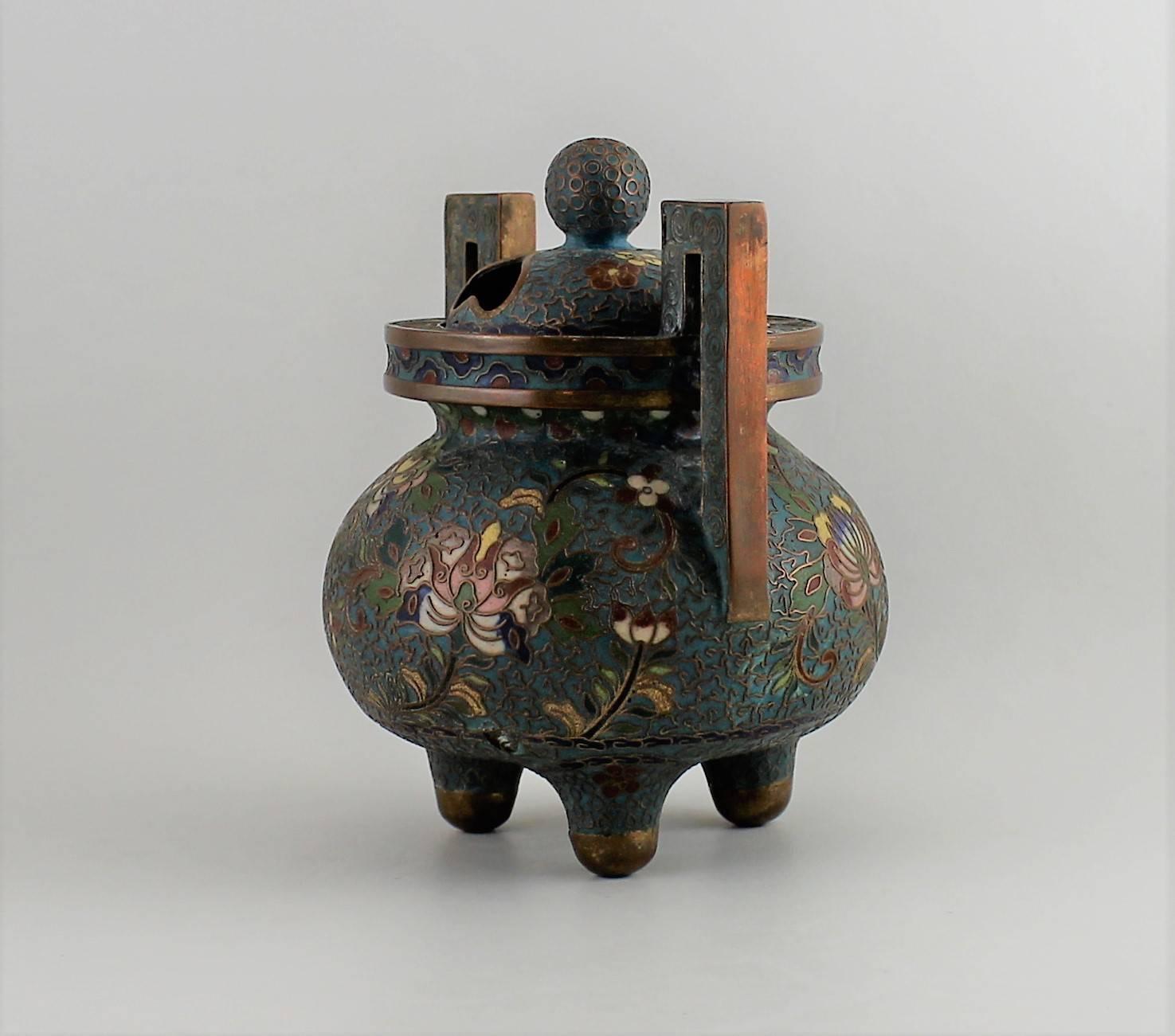 Chinese Cloisonne Censer In Excellent Condition In Hamilton, Ontario
