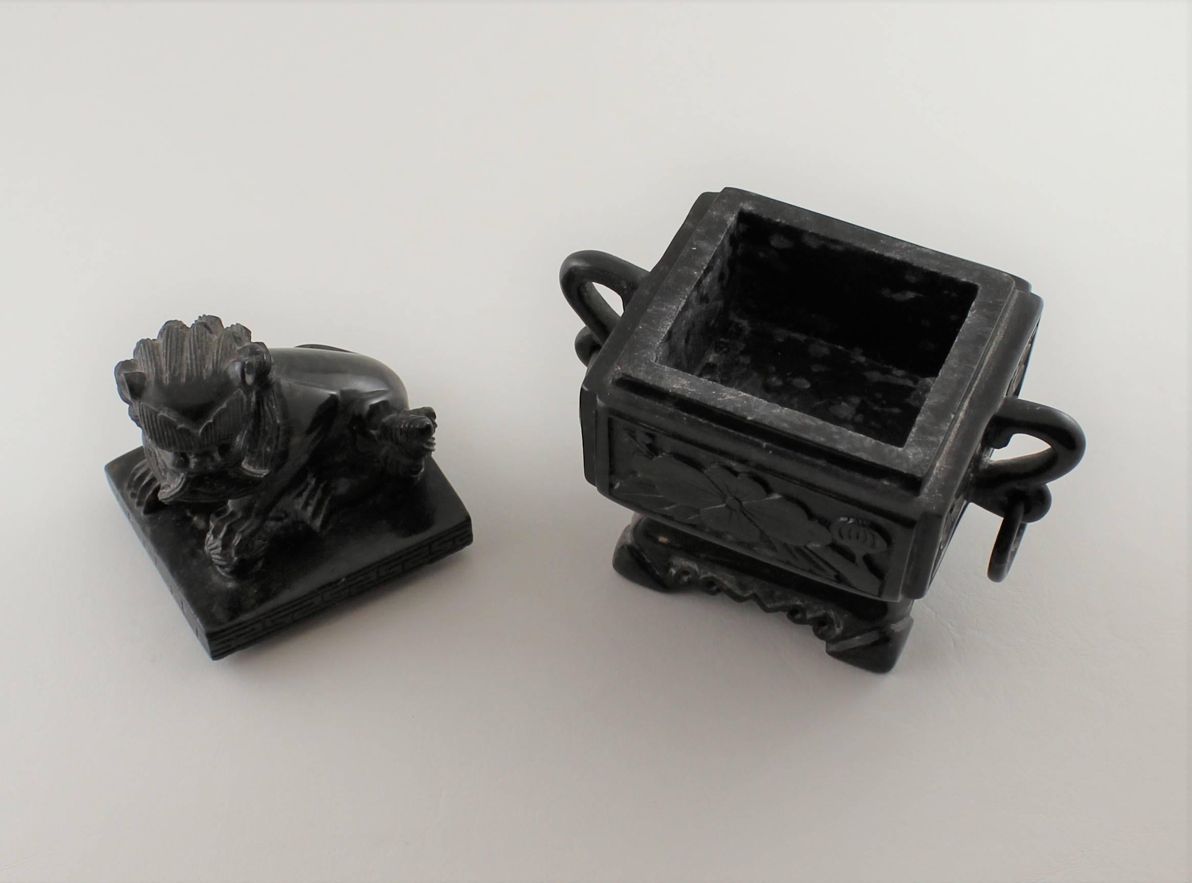 20th Century Chinese Soapstone Carved Box For Sale