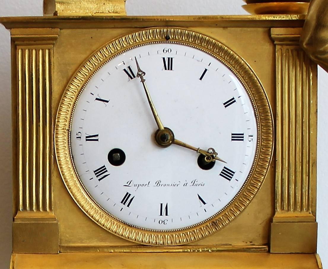 19th Century French Bronze Gilded Empire Period Allegorical Clock