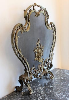 19th Century Louis XV Style Gilt Bronze Rococo Fire Screen