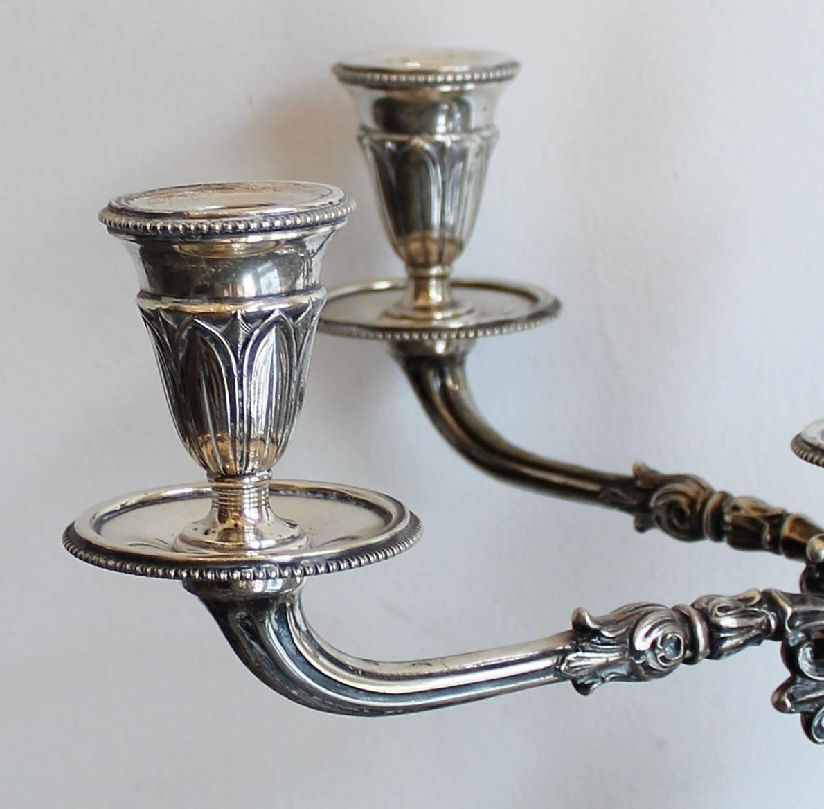 Pair of 19th Century Continental Silver Candelabra In Good Condition For Sale In Hamilton, Ontario