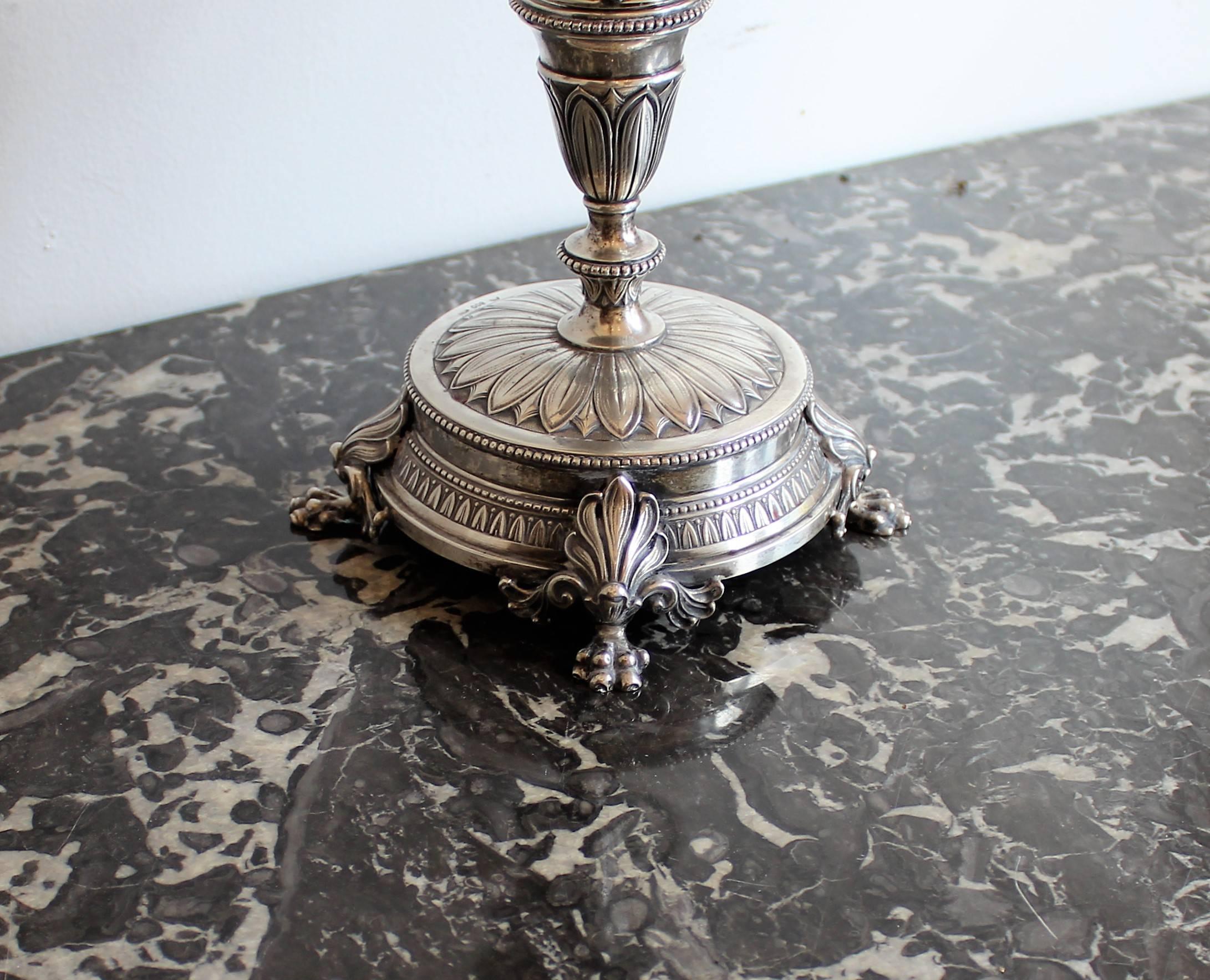 Pair of 19th Century Continental Silver Candelabra For Sale 2