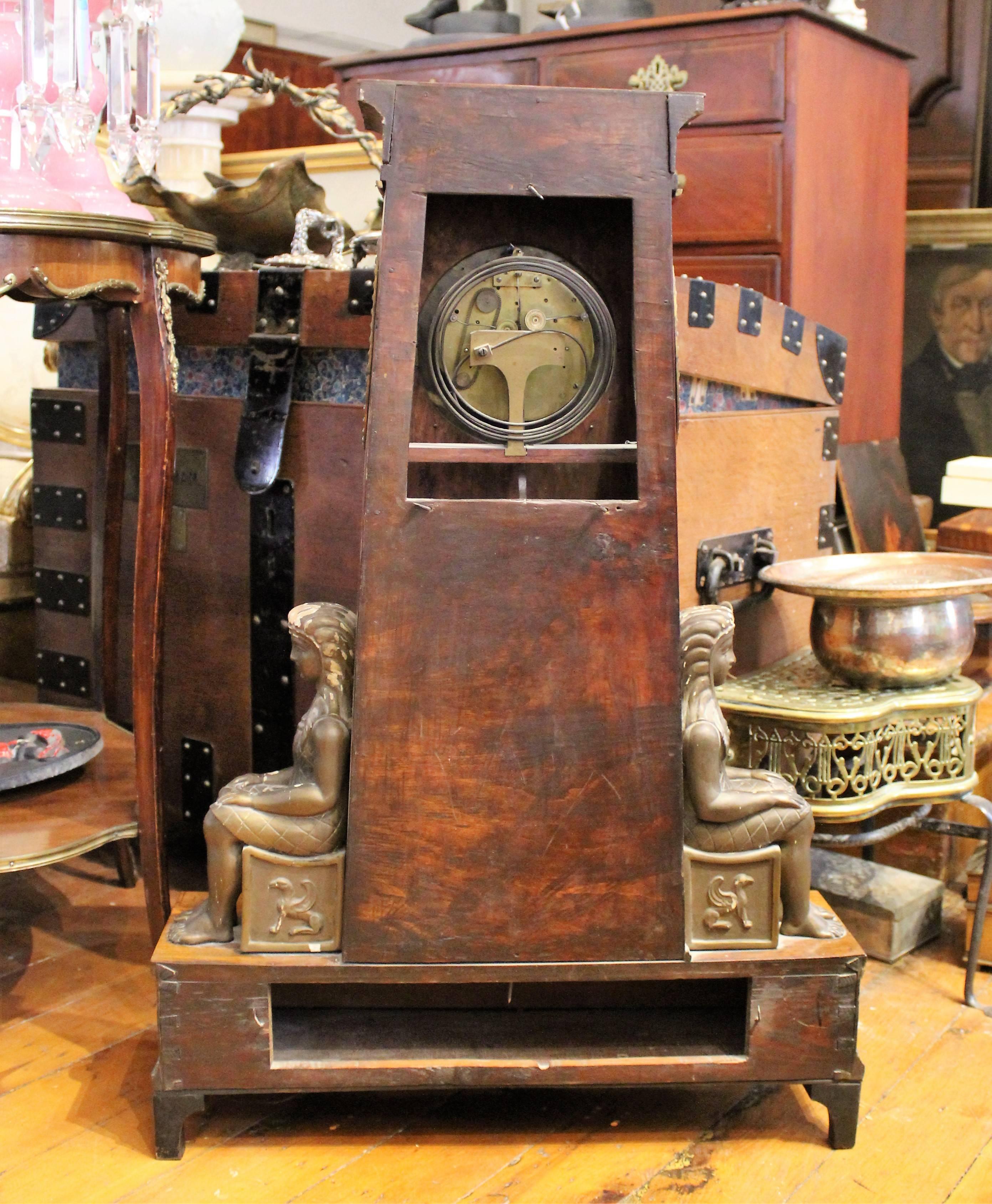 Egyptian Revival Grande Sonnerie Clock from the Biedermeier Period For Sale 2