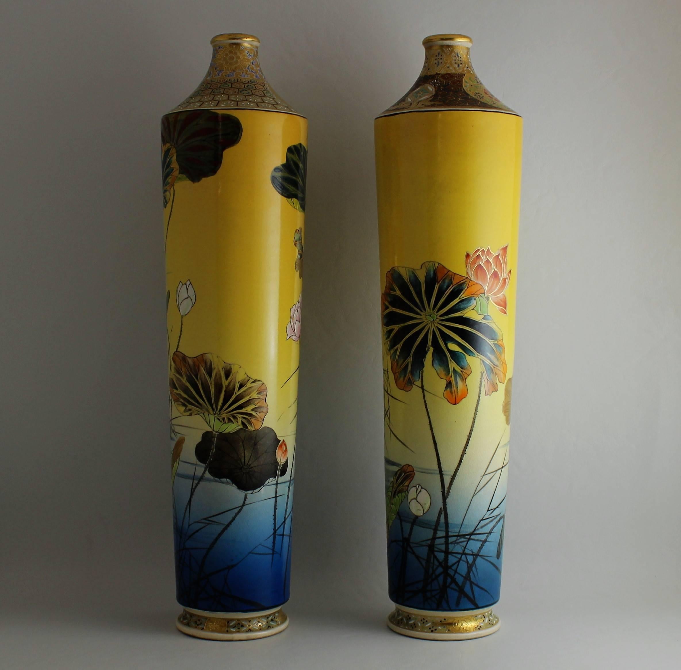 Pair of Meiji Period Japanese Ceramic Satsuma Vase's In Good Condition In Hamilton, Ontario