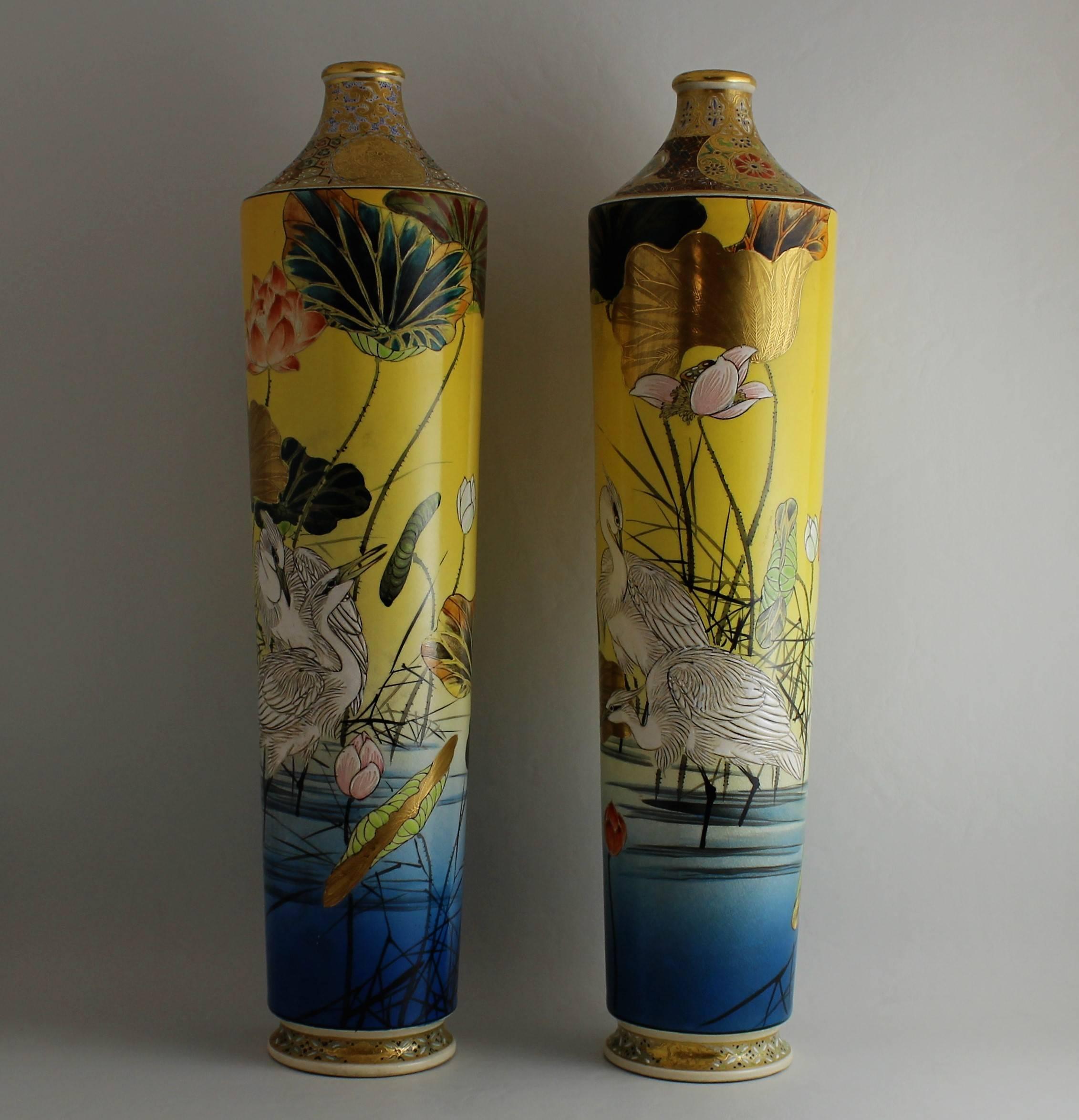 19th Century Pair of Meiji Period Japanese Ceramic Satsuma Vase's