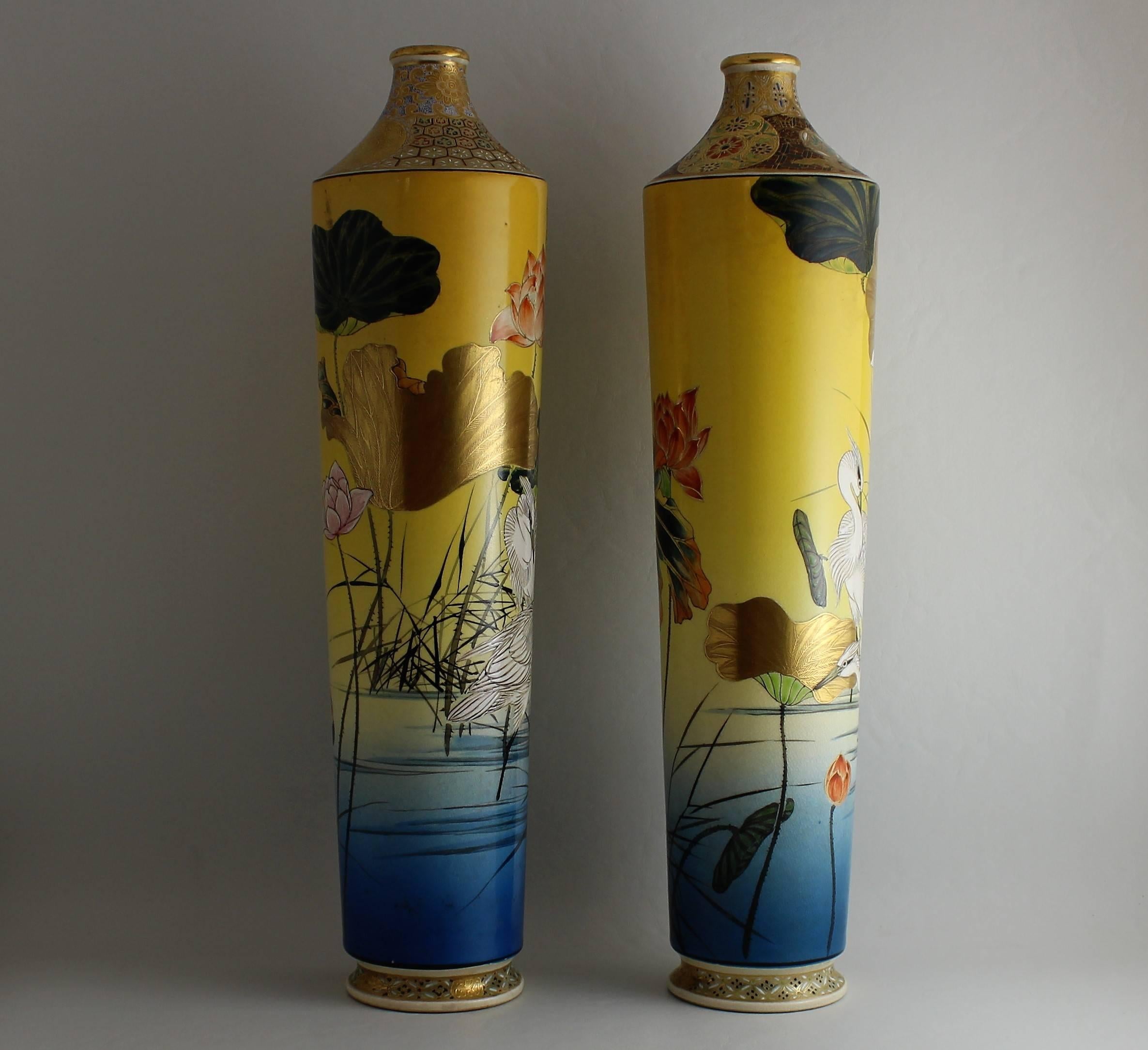Pair of Meiji period Japanese ceramic Satsuma vase's.