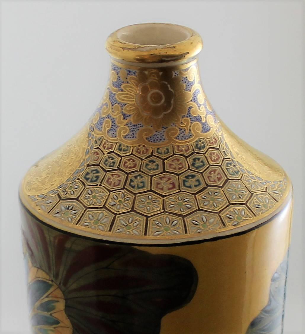 Pair of Meiji Period Japanese Ceramic Satsuma Vase's 3