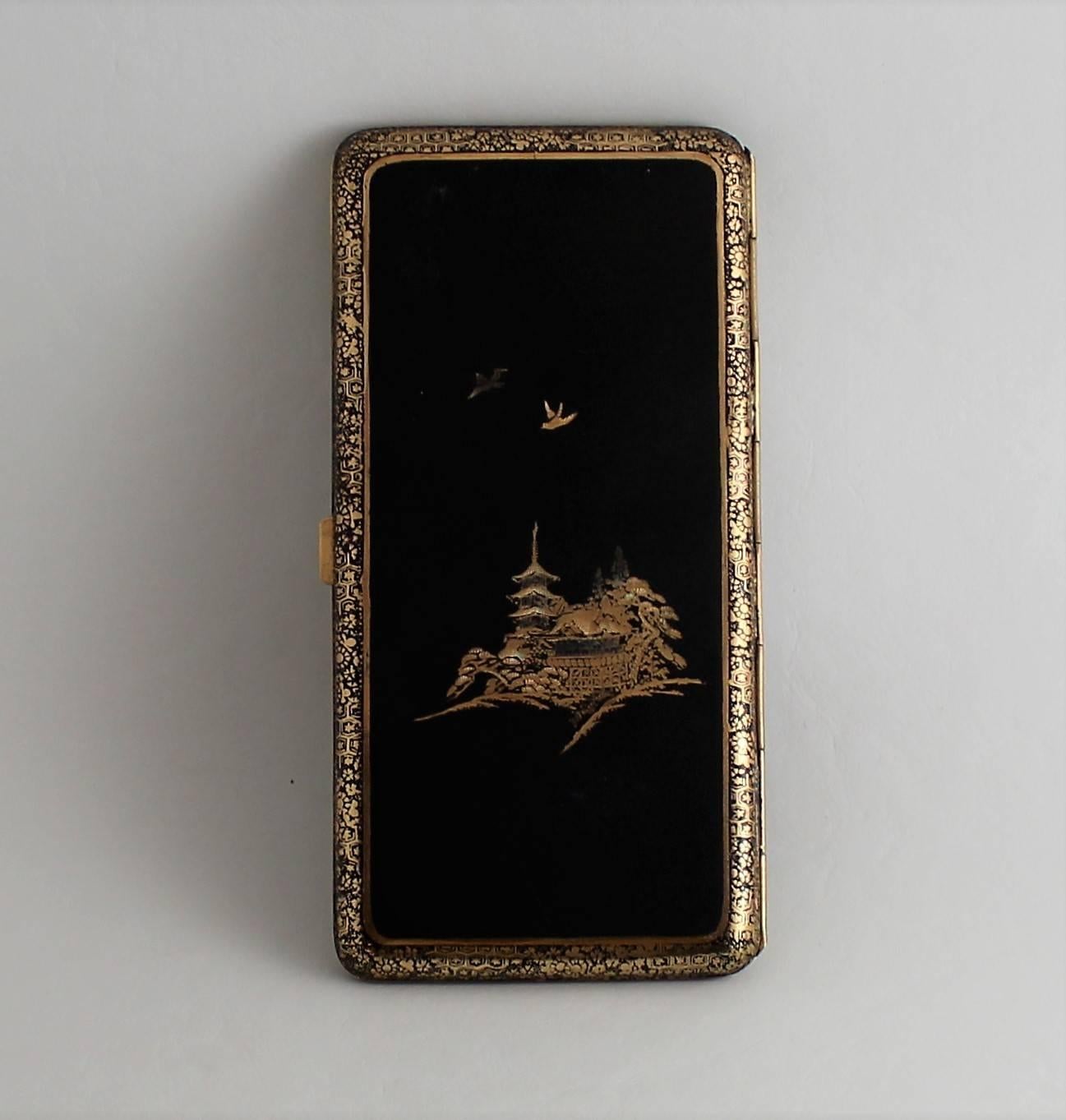 Japanese Meiji period Damascene cigarette case.